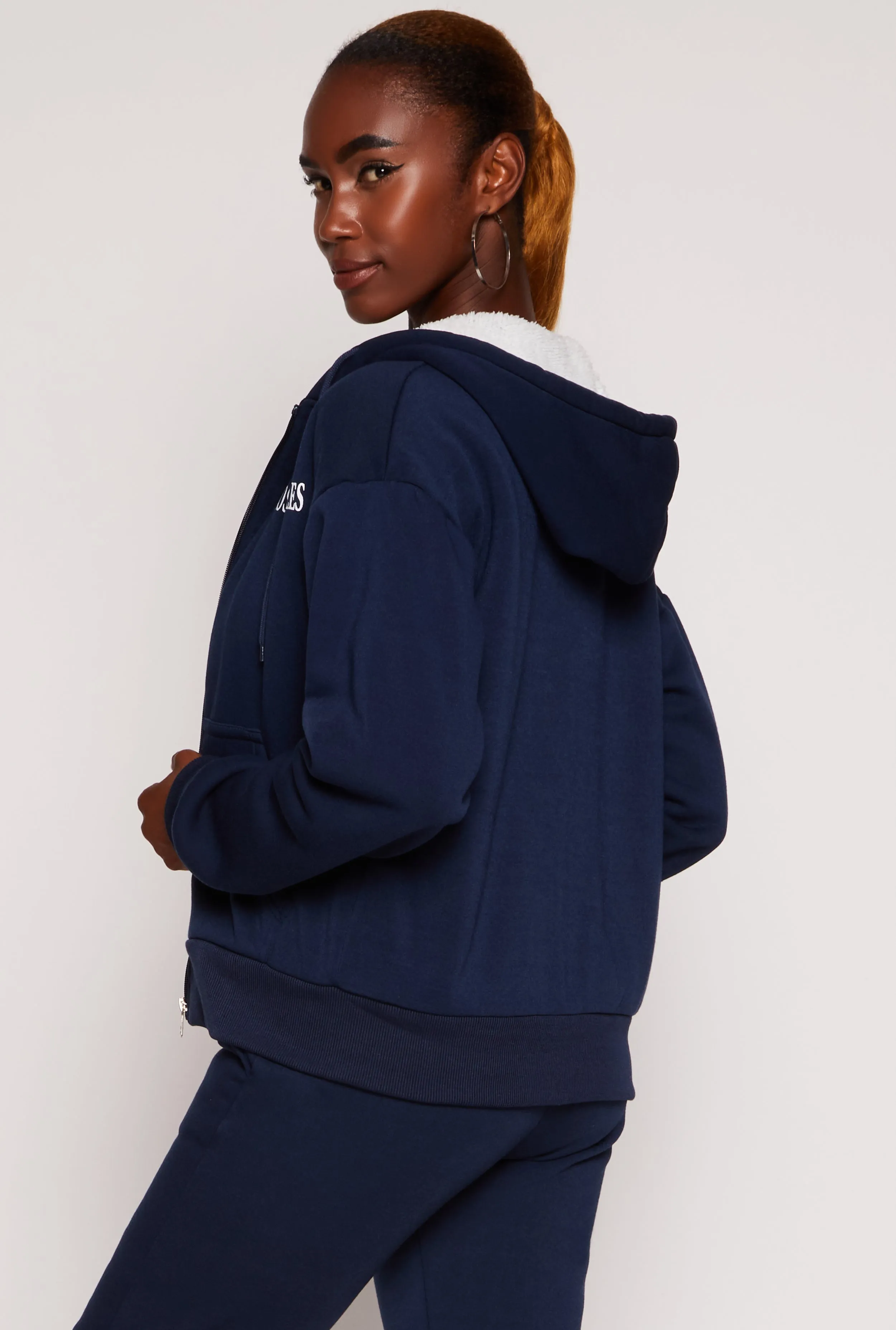 City Graphic Sherpa Lined Zip Front Hoodie sold by Rainbow product image thumbnail 3