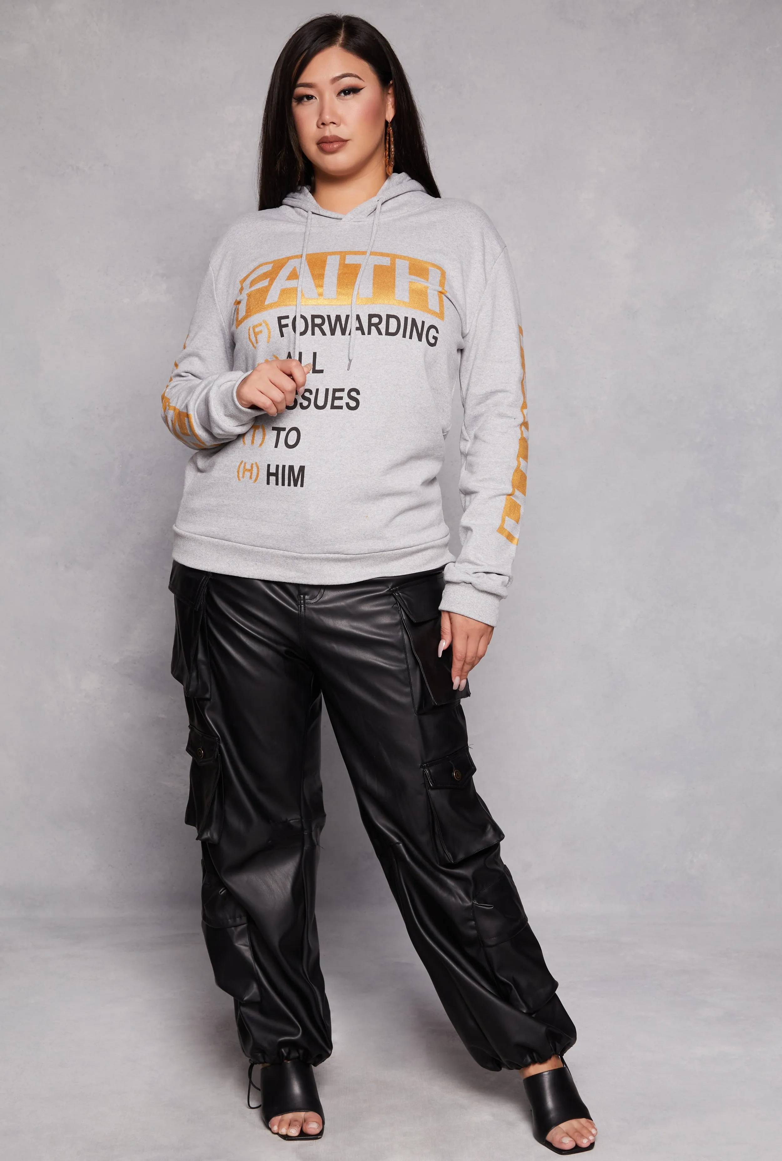 Plus Size Faith Foil Screen Pullover Hoodie sold by Rainbow product image thumbnail 2