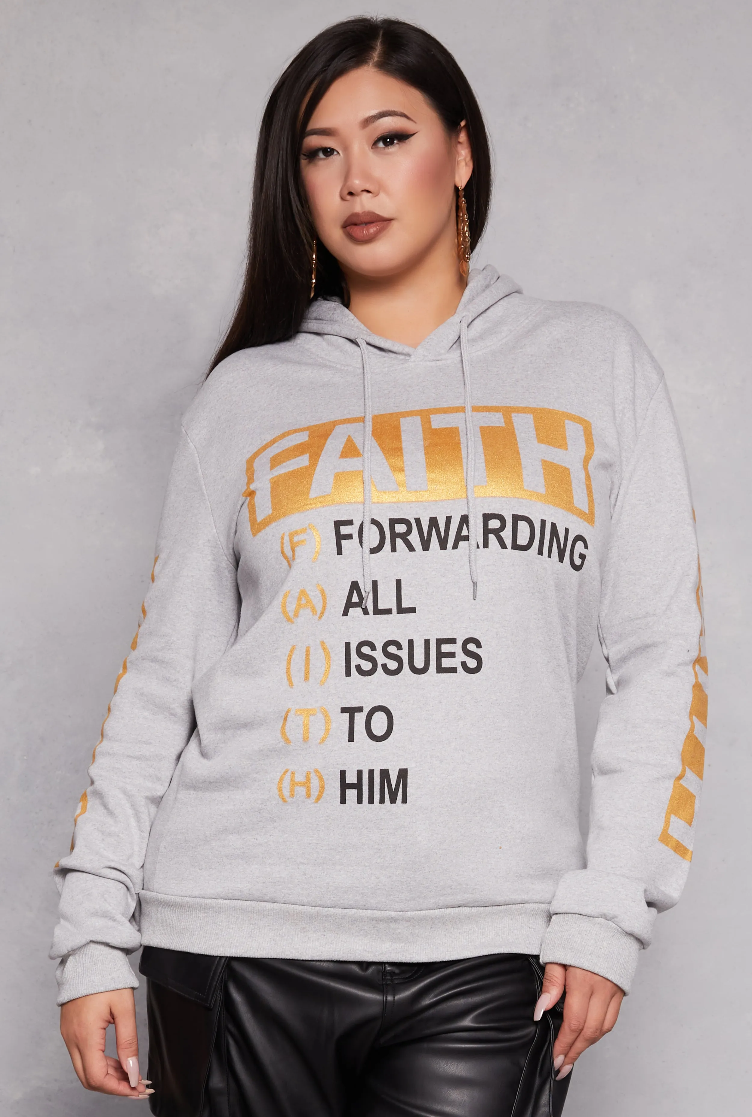 Plus Size Faith Foil Screen Pullover Hoodie sold by Rainbow