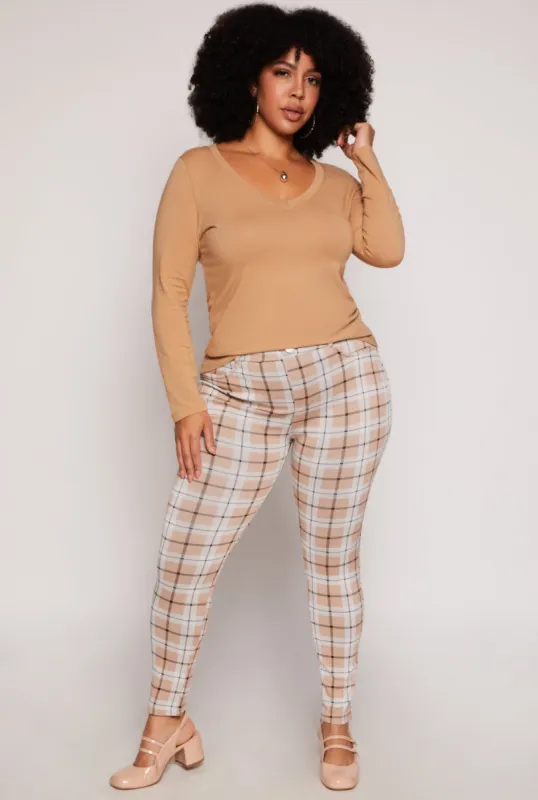 Plus Size High Waist Plaid Pants sold by Rainbow