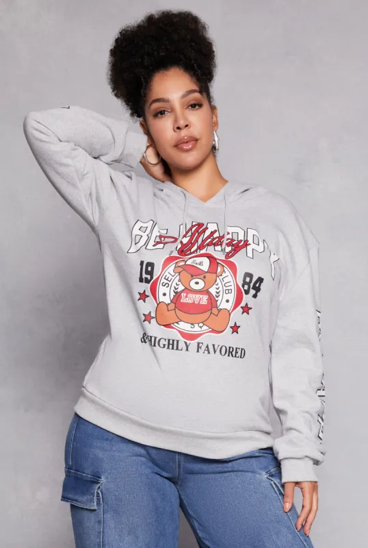 Plus Size Be Happy All Day Graphic Hoodie sold by Rainbow
