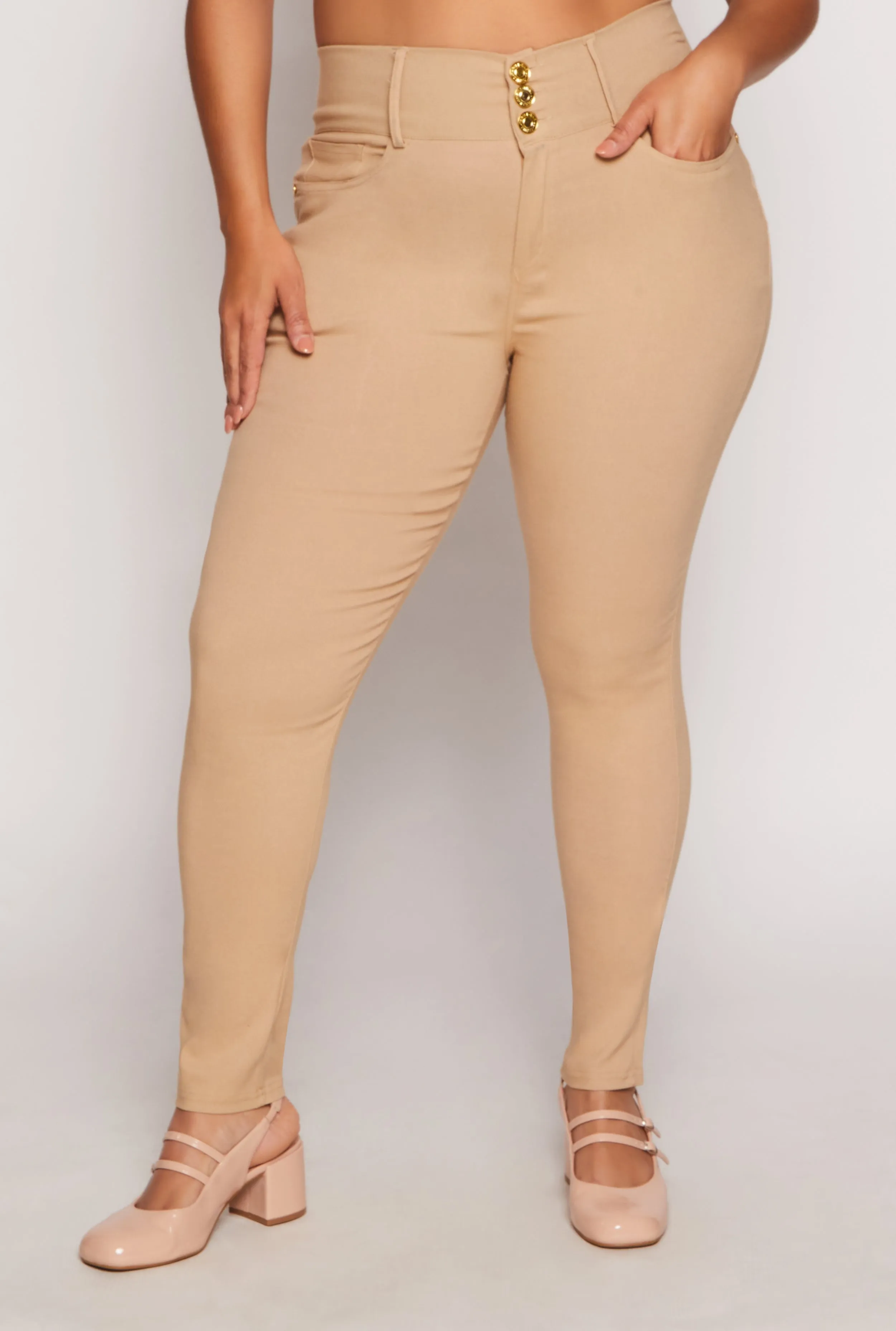 Plus Size Stretch Triple Button Skinny Leg Pants sold by Rainbow product image thumbnail 2