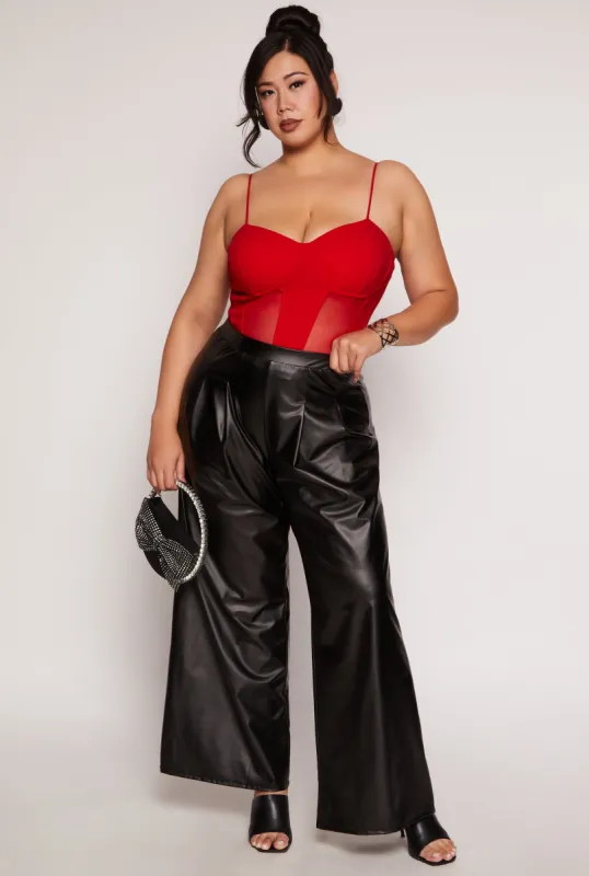 Plus Size Faux Leather Wide Leg Pants sold by Rainbow