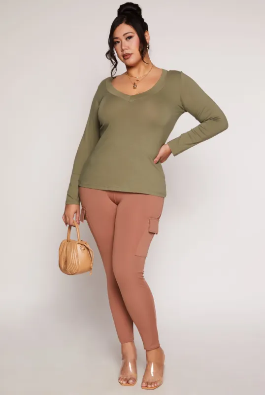 Plus Size Cargo Pocket Leggings sold by Rainbow