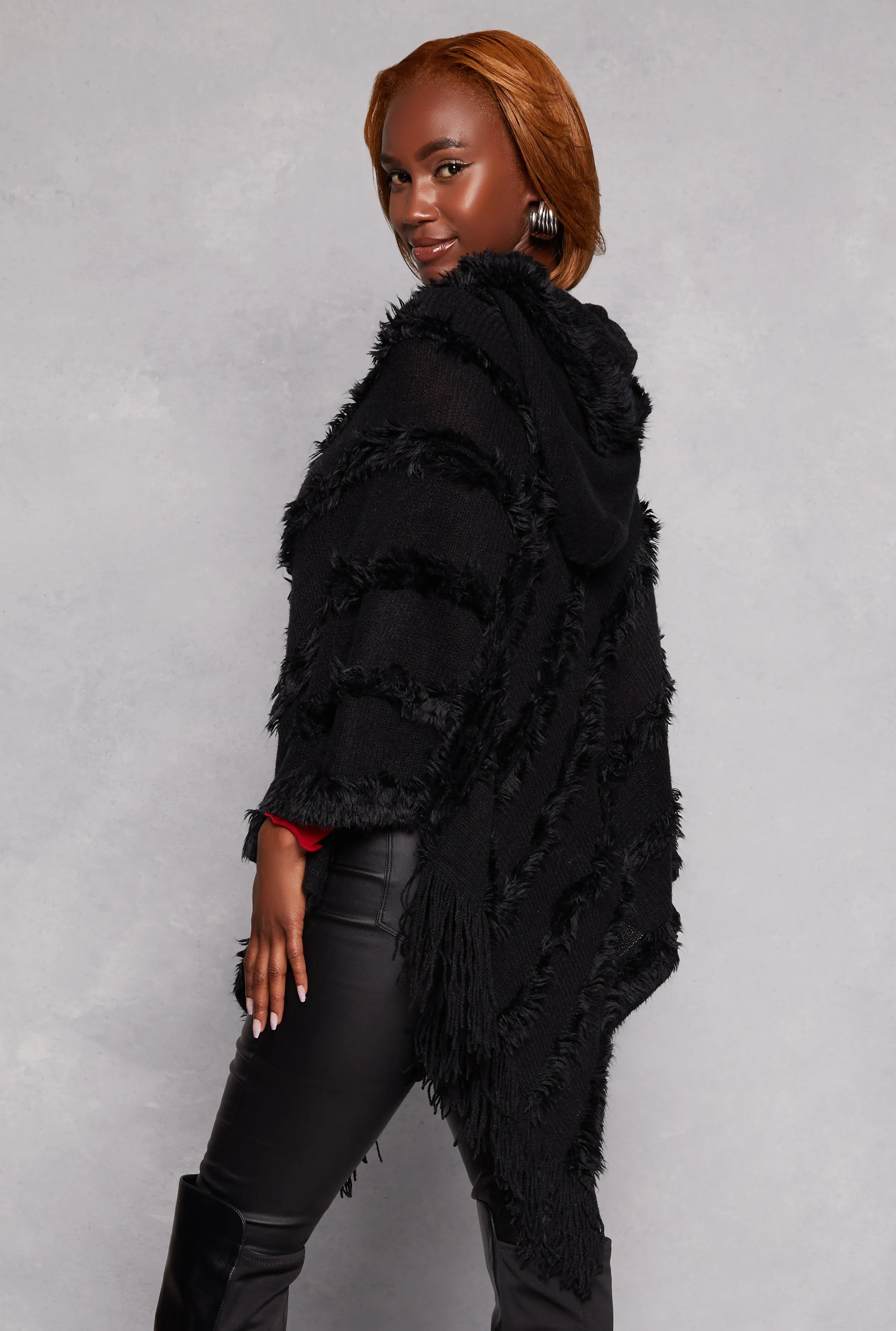 Faux Fur Hooded Poncho sold by Rainbow product image thumbnail 3