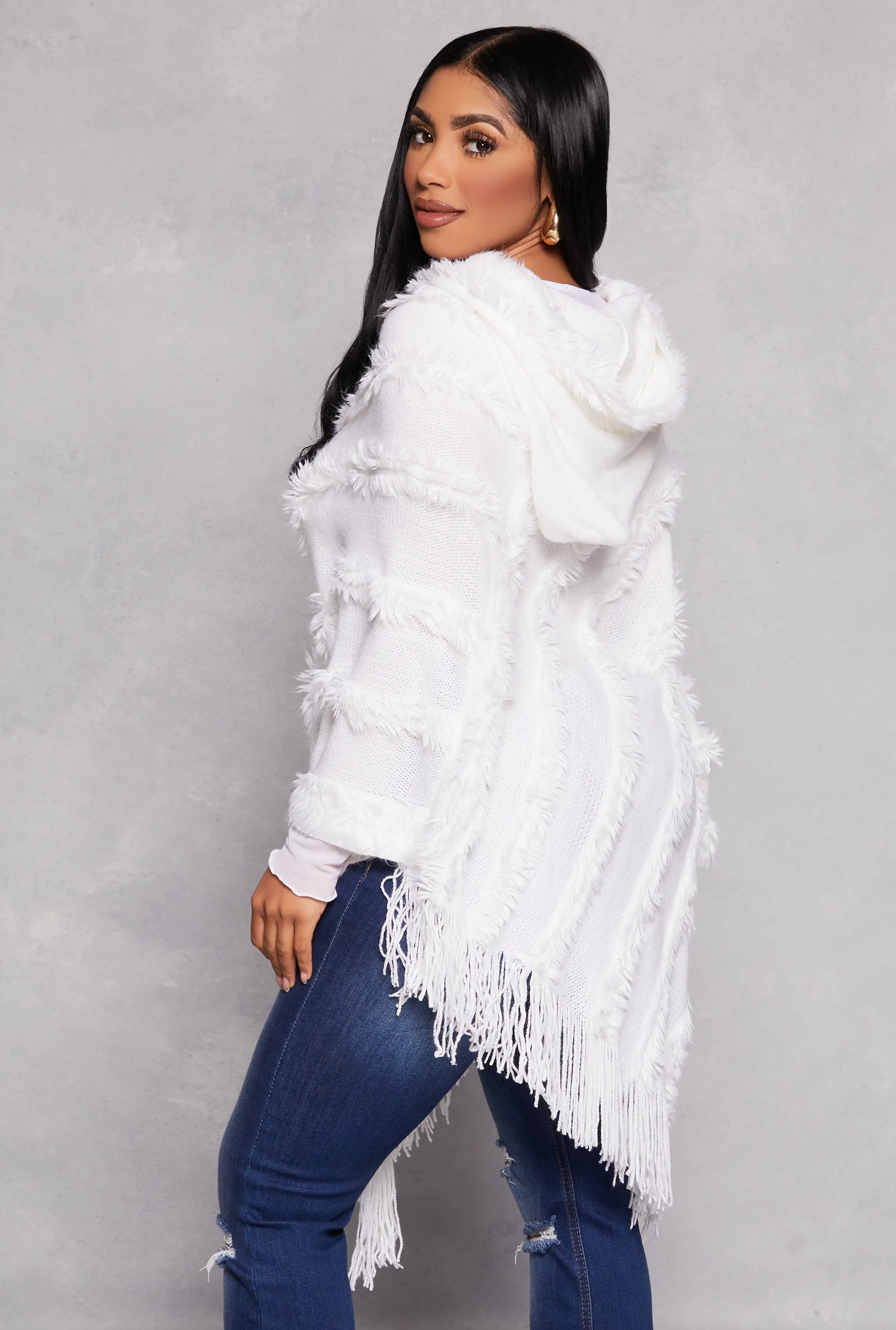 Faux Fur Hooded Poncho sold by Rainbow product image thumbnail 3