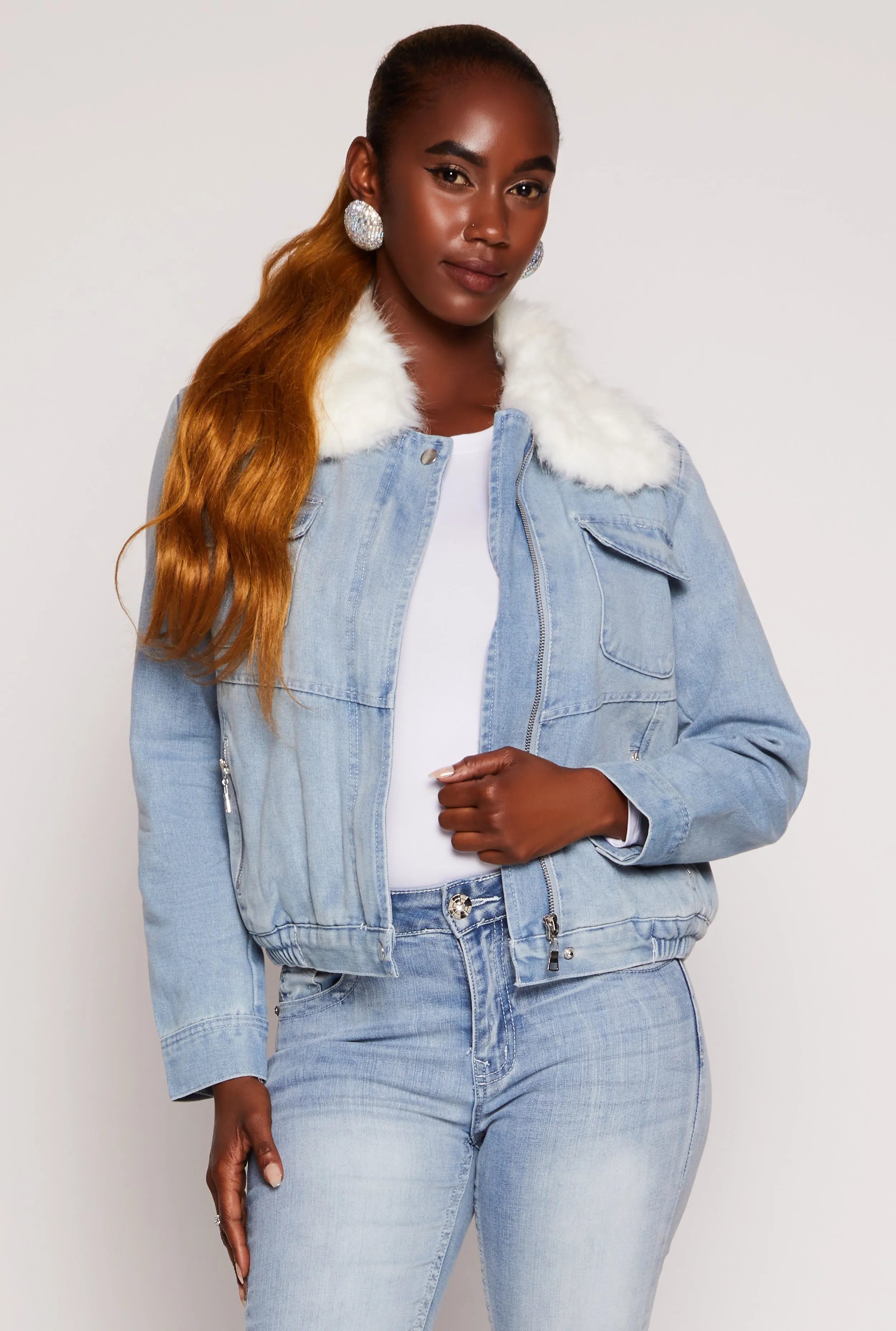 Haute Monde Sherpa Lined Denim Jacket sold by Rainbow