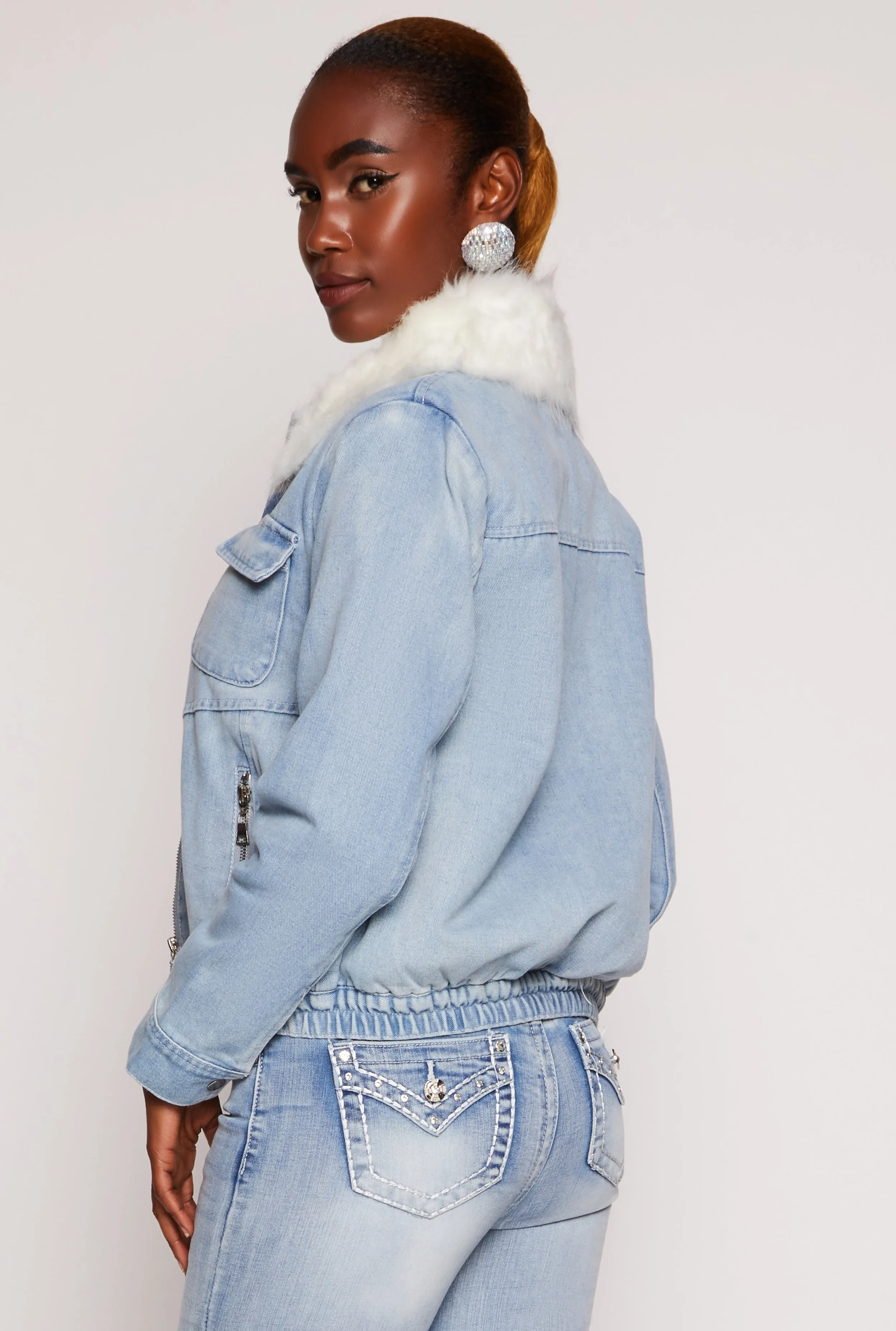 Haute Monde Sherpa Lined Denim Jacket sold by Rainbow product image thumbnail 3
