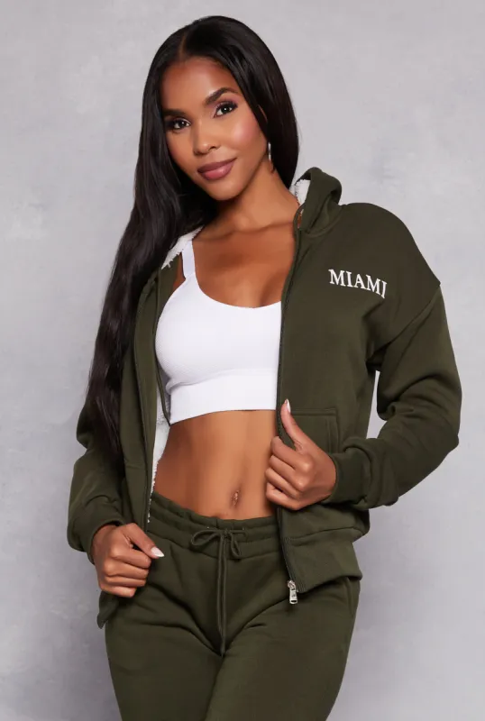 City Graphic Sherpa Lined Zip Front Hoodie sold by Rainbow