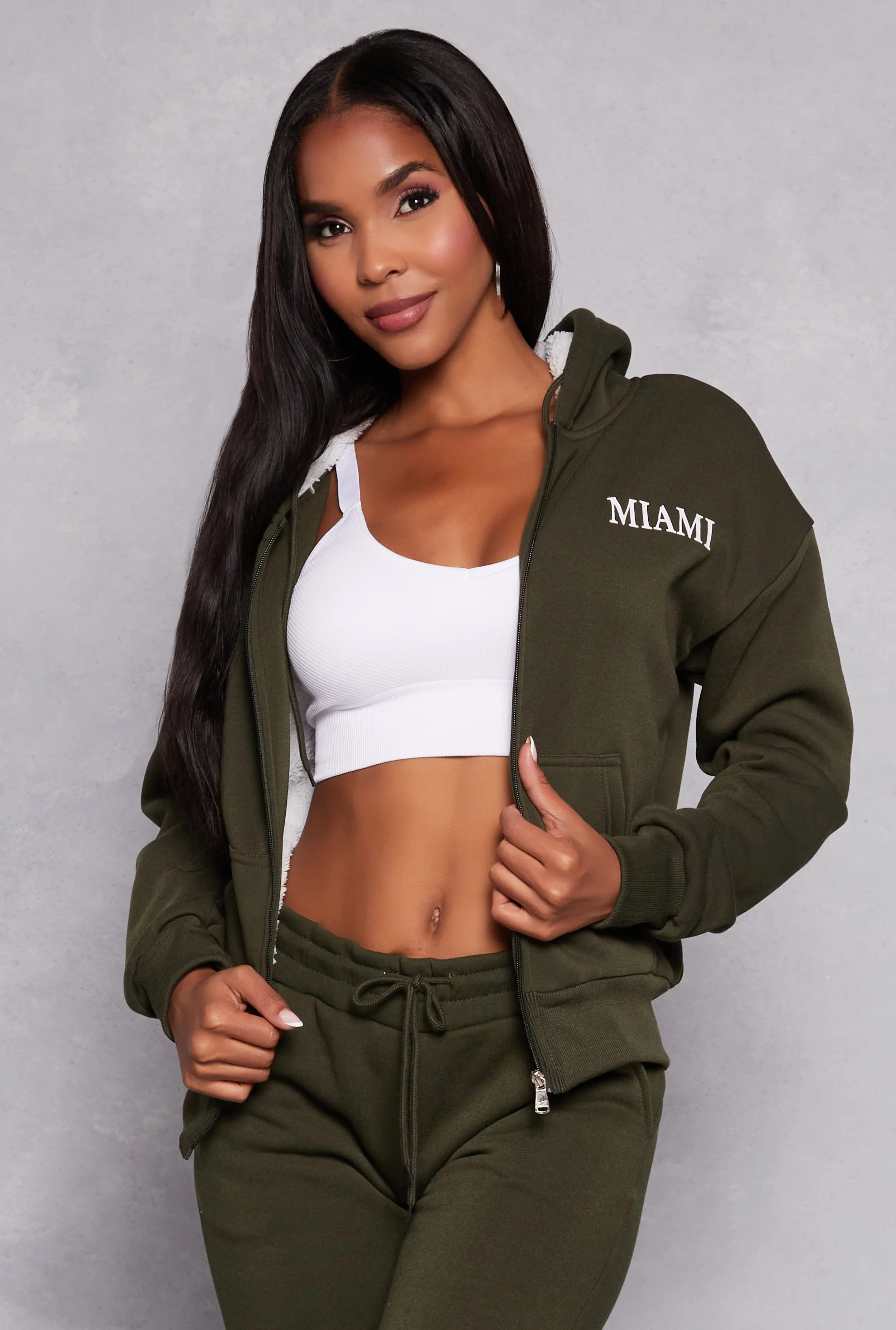City Graphic Sherpa Lined Zip Front Hoodie sold by Rainbow
