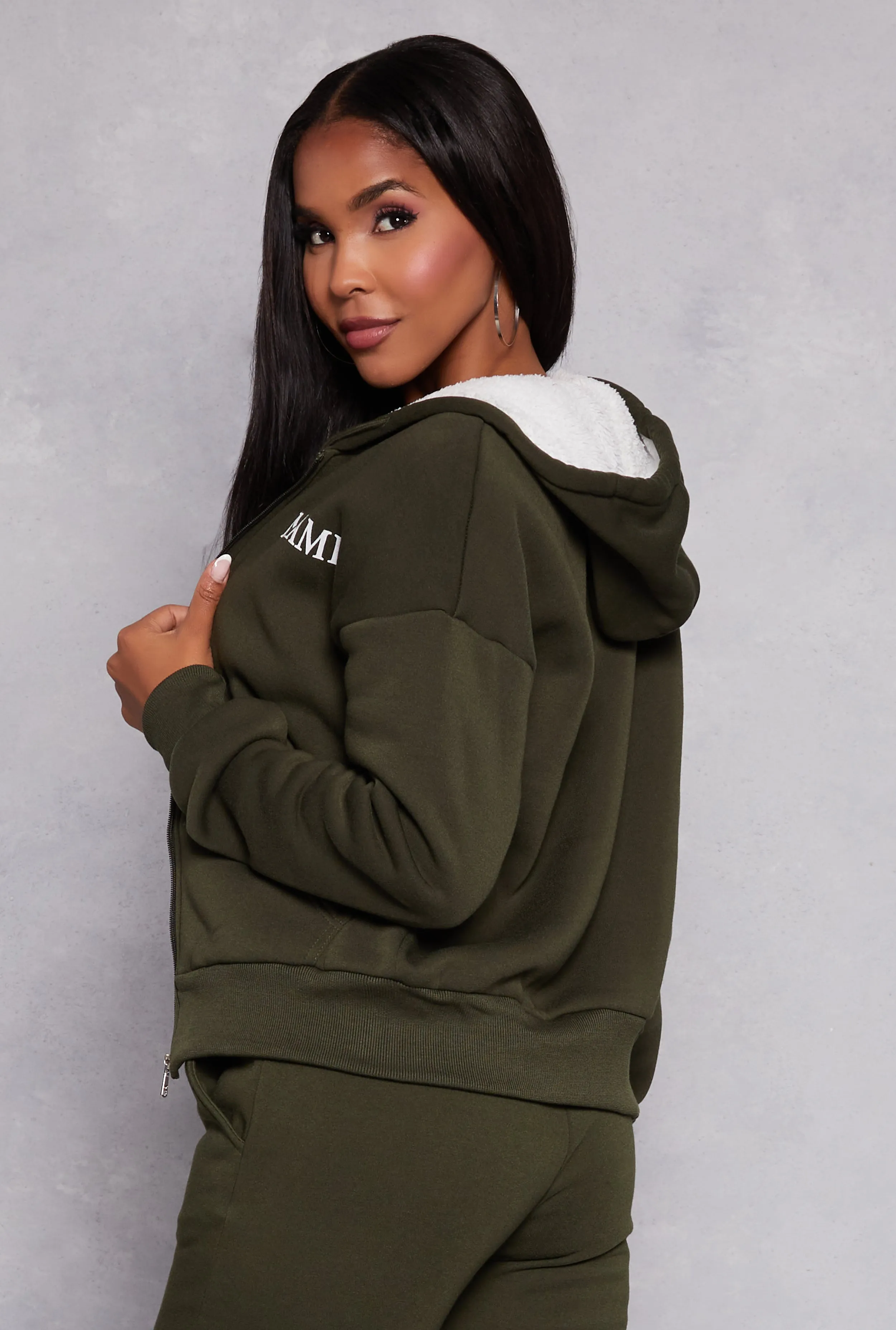 City Graphic Sherpa Lined Zip Front Hoodie sold by Rainbow product image thumbnail 3