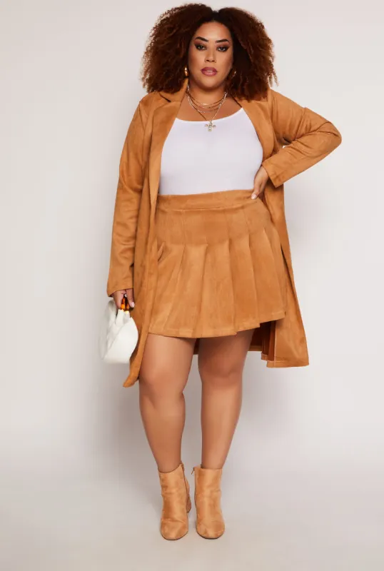 Plus Size Suede Pleated Skirt sold by Rainbow