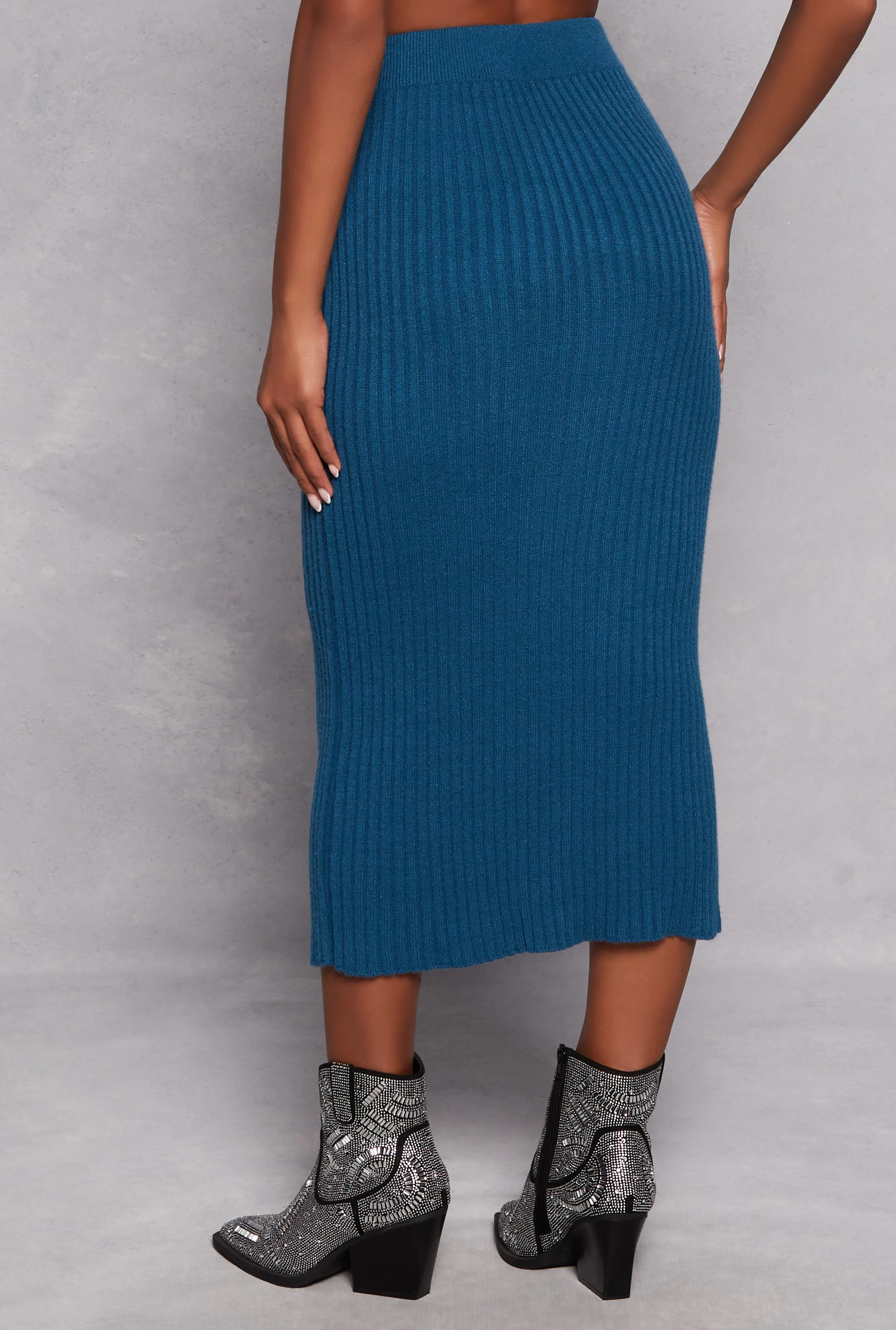 Ribbed Knit Distressed Maxi Skirt sold by Rainbow product image thumbnail 3