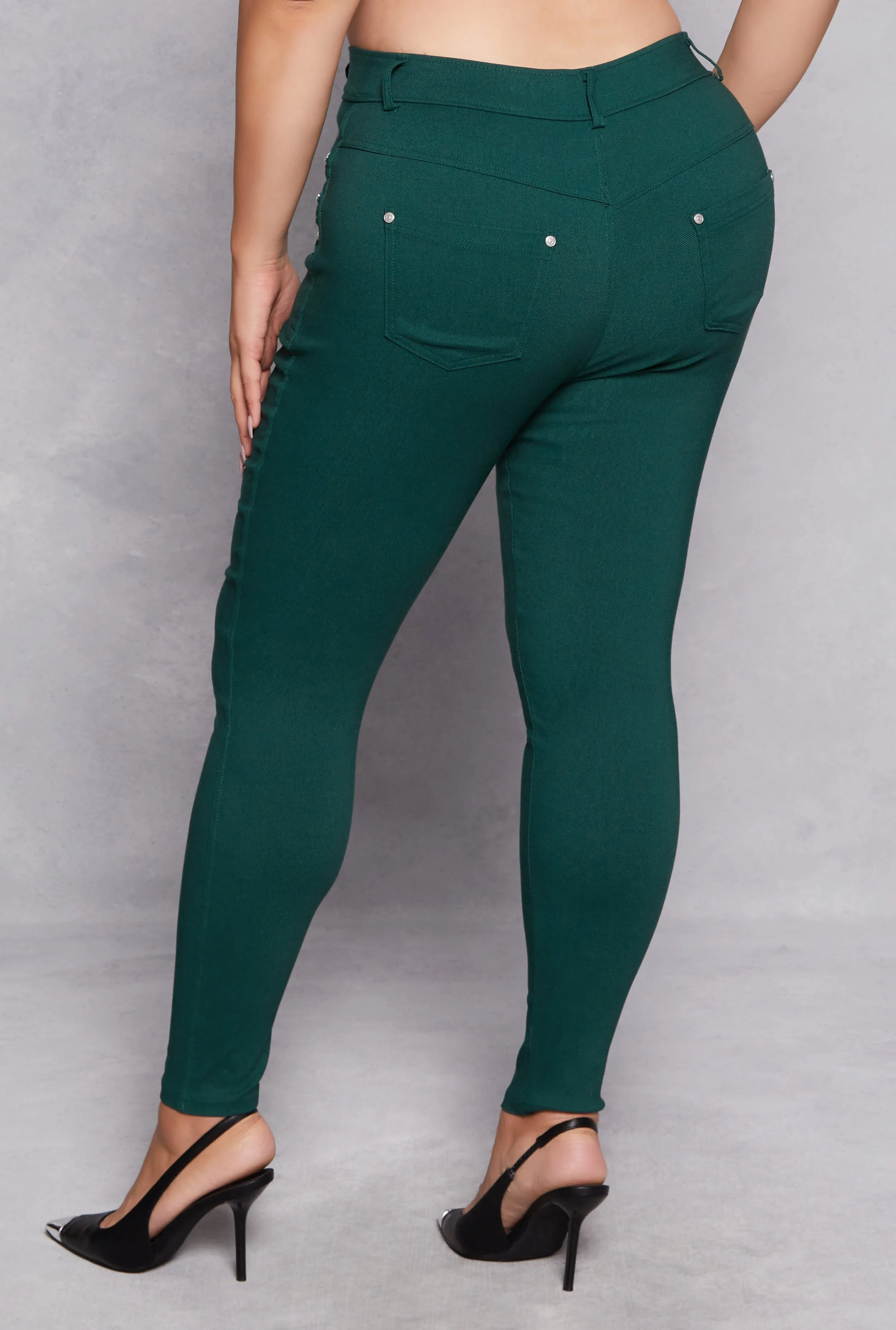 Plus Size Stretch Zipper Detail Skinny Leg Pants sold by Rainbow product image thumbnail 3