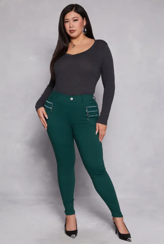 Plus Size Stretch Zipper Detail Skinny Leg Pants sold by Rainbow