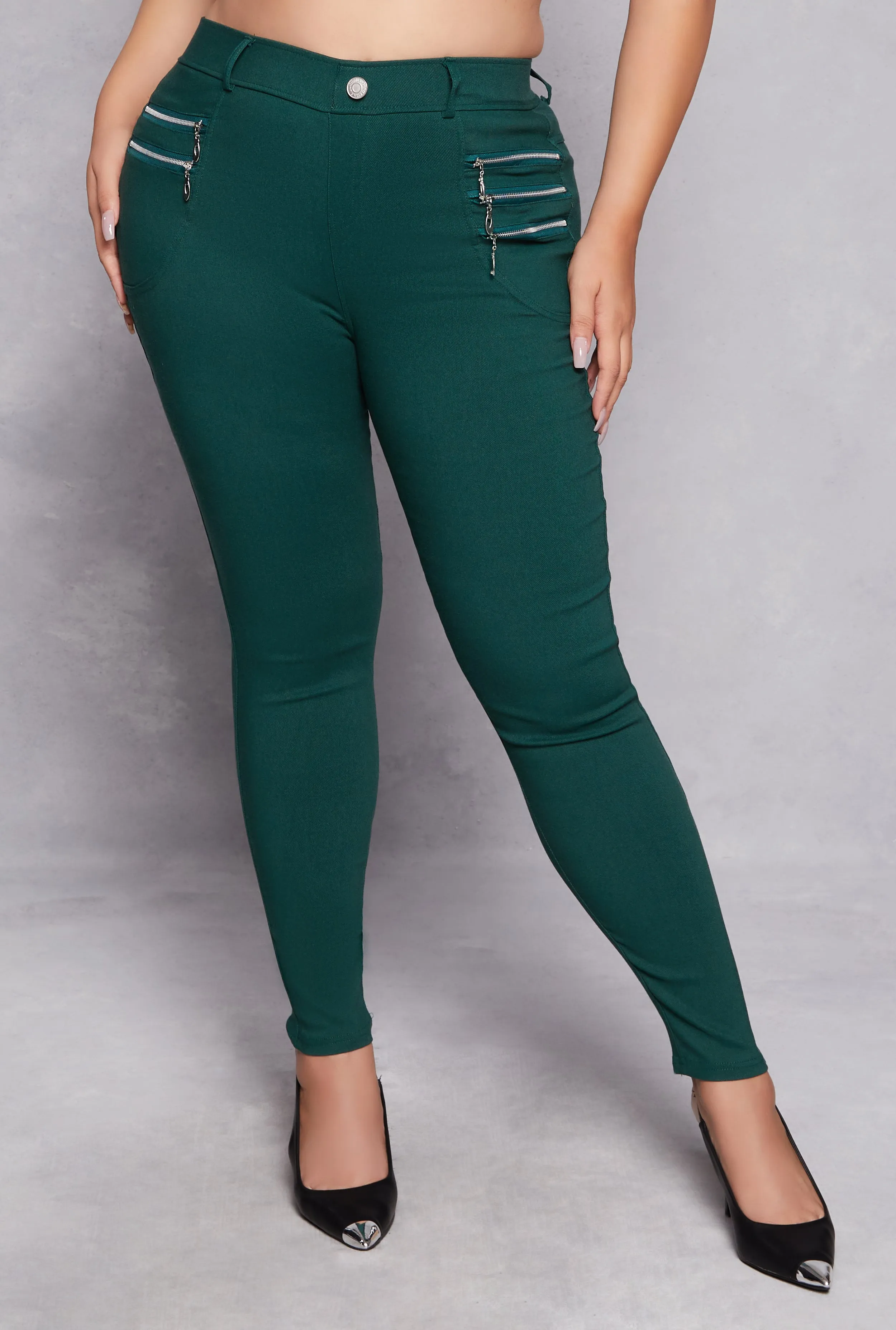 Plus Size Stretch Zipper Detail Skinny Leg Pants sold by Rainbow product image thumbnail 2
