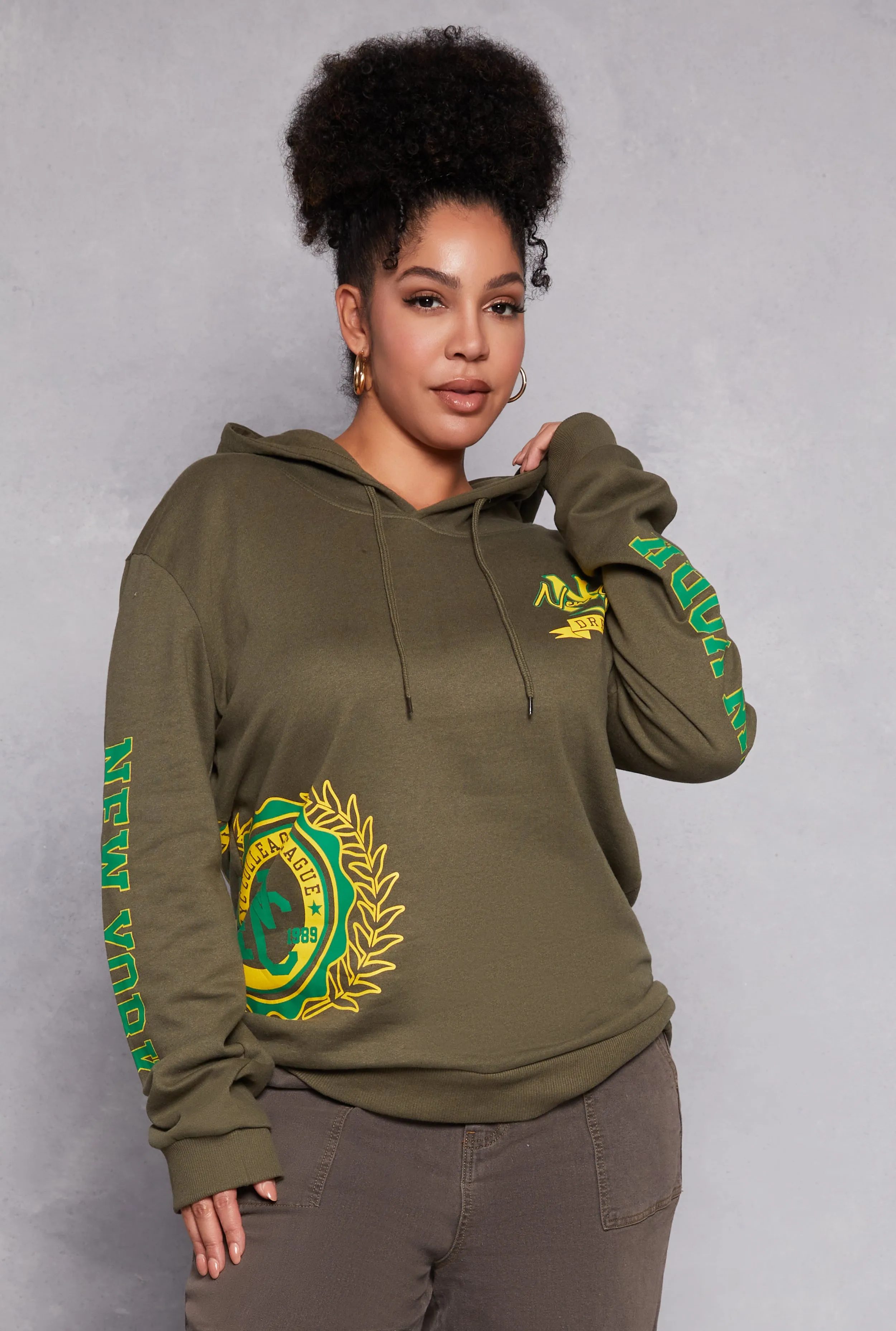 Plus Size New York Graphic Pullover Hoodie sold by Rainbow