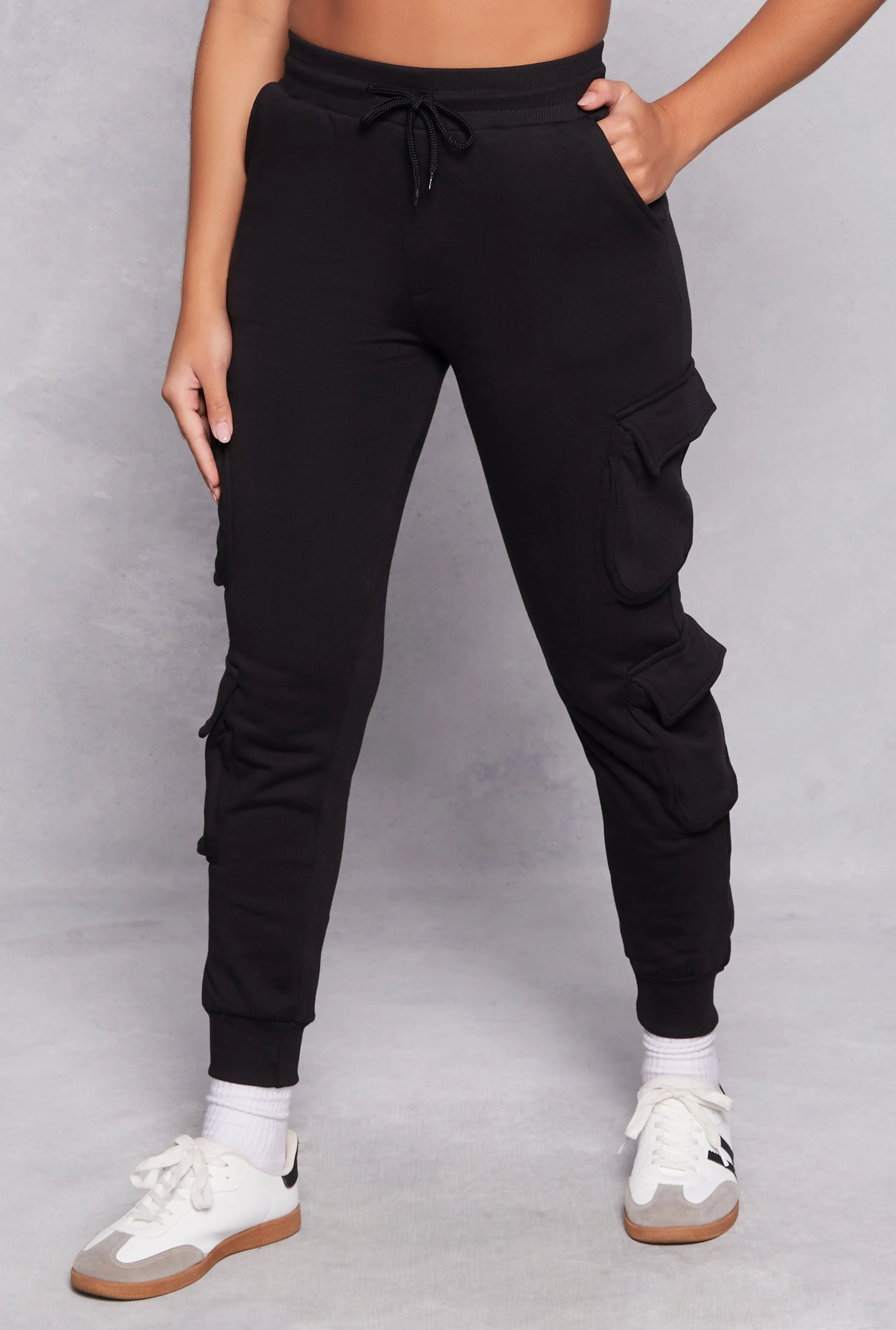 Fleece High Waist Drawstring Cargo Joggers sold by Rainbow product image thumbnail 2