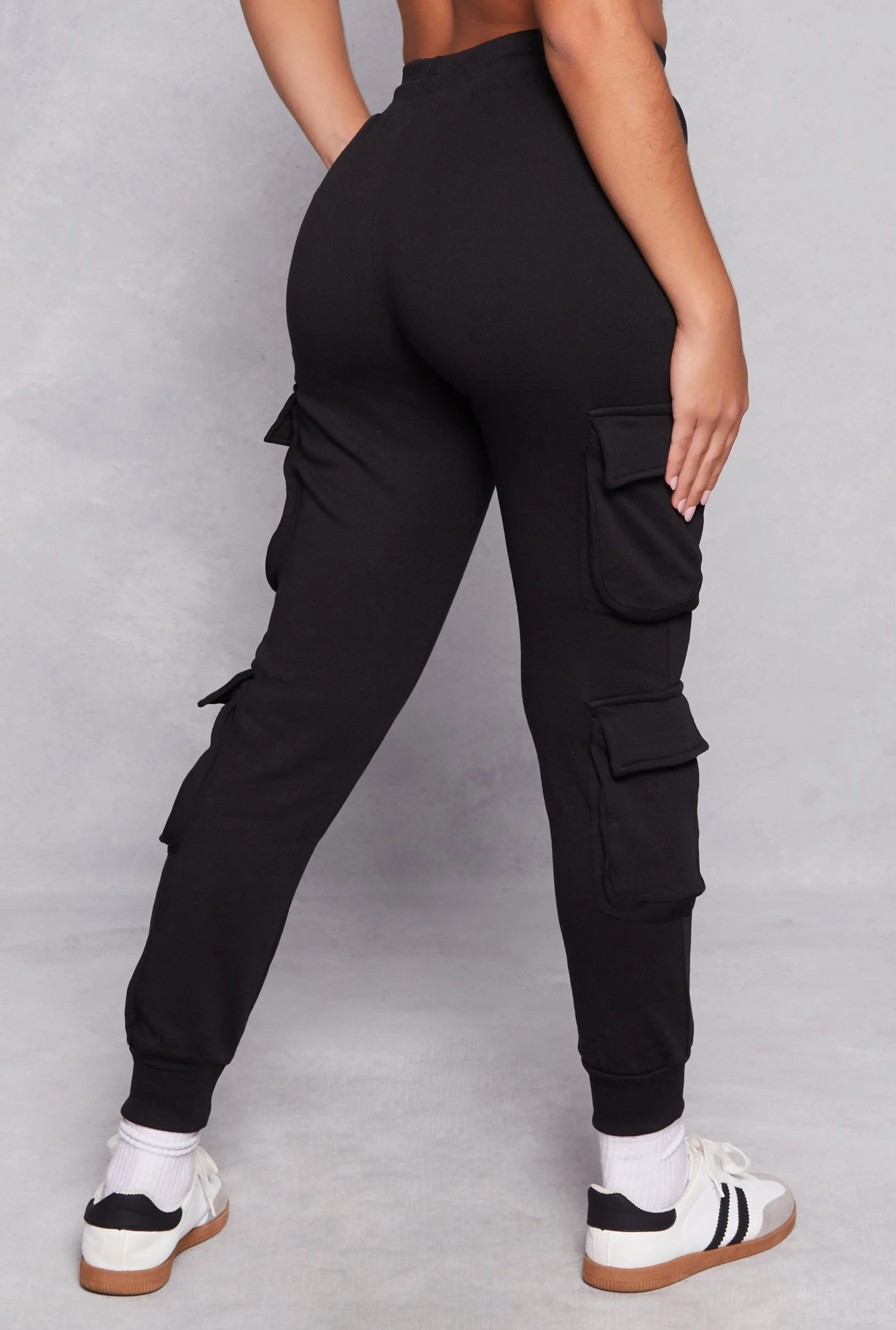 Fleece High Waist Drawstring Cargo Joggers sold by Rainbow product image thumbnail 3