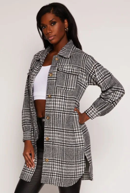 Spoon Jeans Plaid Long Shacket sold by Rainbow