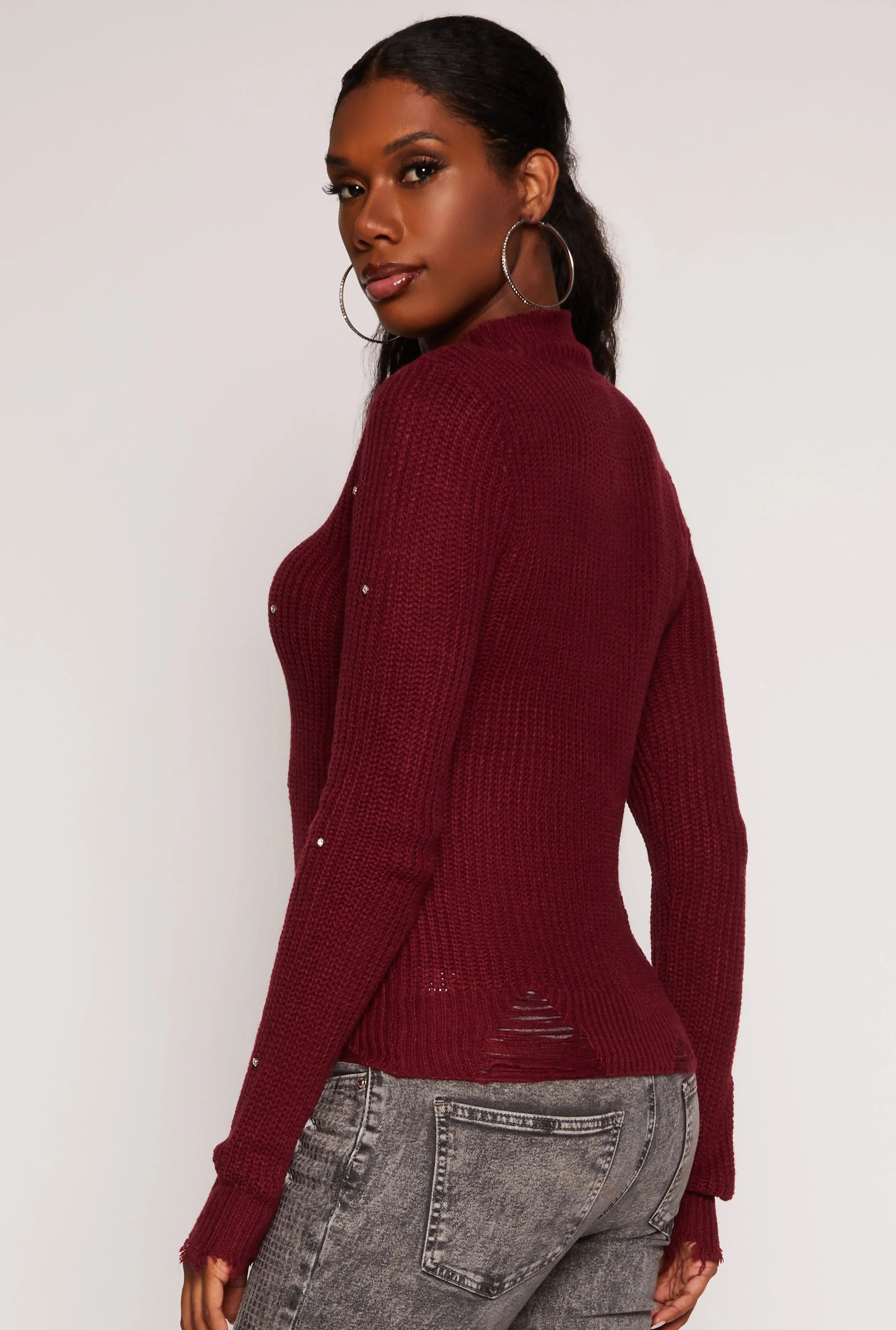 Rhinestone Studded Distressed Sweater sold by Rainbow product image thumbnail 3