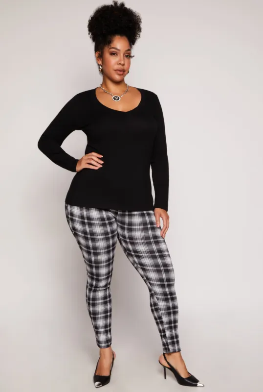 Plus Size High Waist Plaid Pants sold by Rainbow