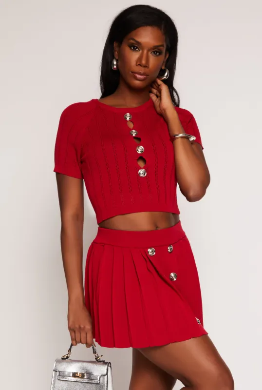 Faux Button Detail Cut Out Top sold by Rainbow