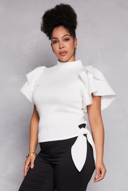 Plus Size Scuba Tiered Sleeve Top sold by Rainbow