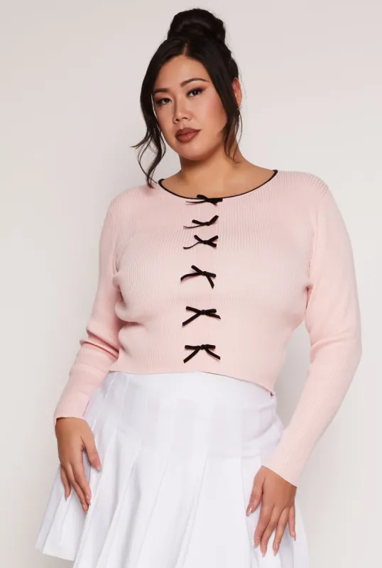 Plus Size Almost Famous Bow Detail Sweater sold by Rainbow