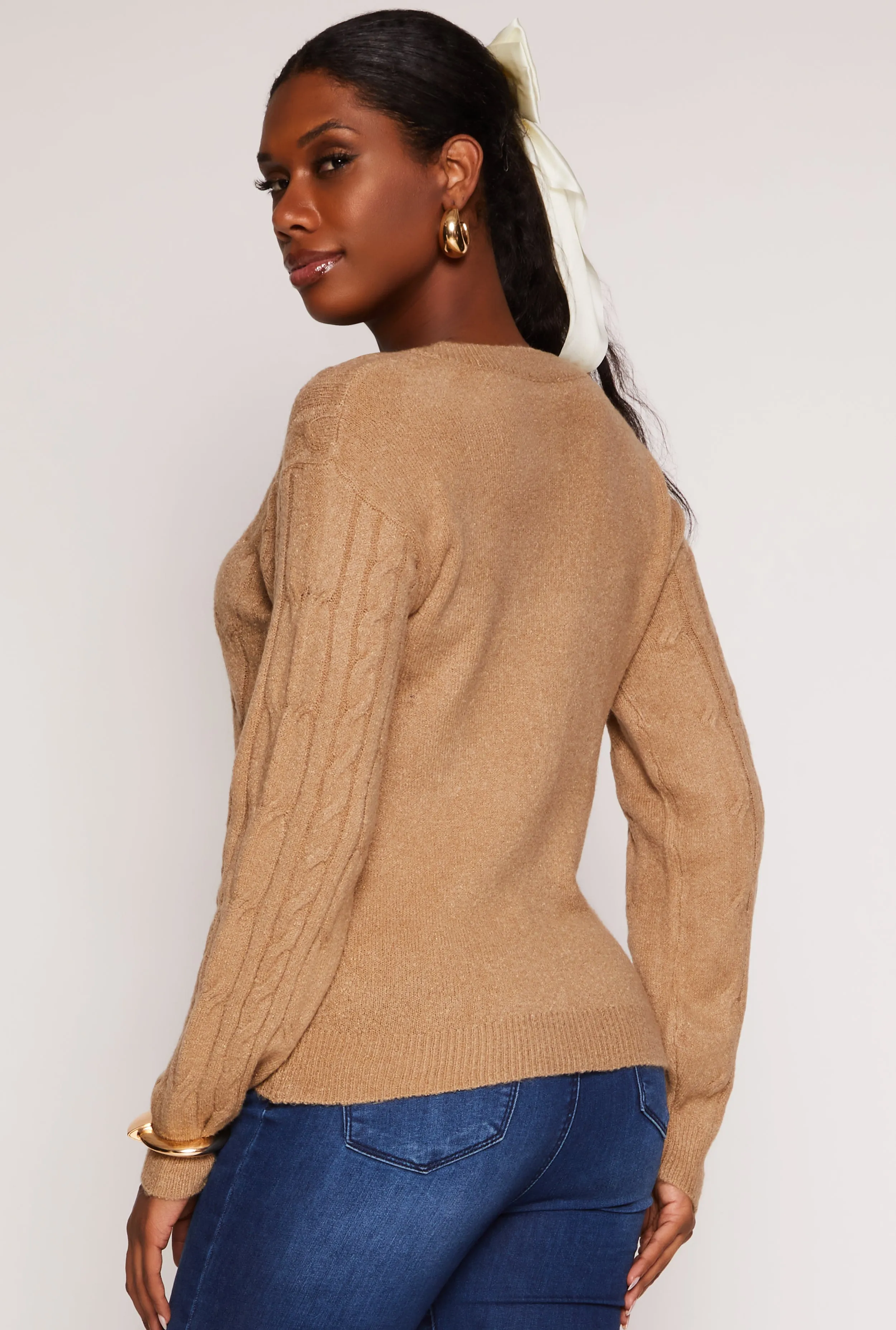 Cable Knit V Neck Sweater sold by Rainbow product image thumbnail 3