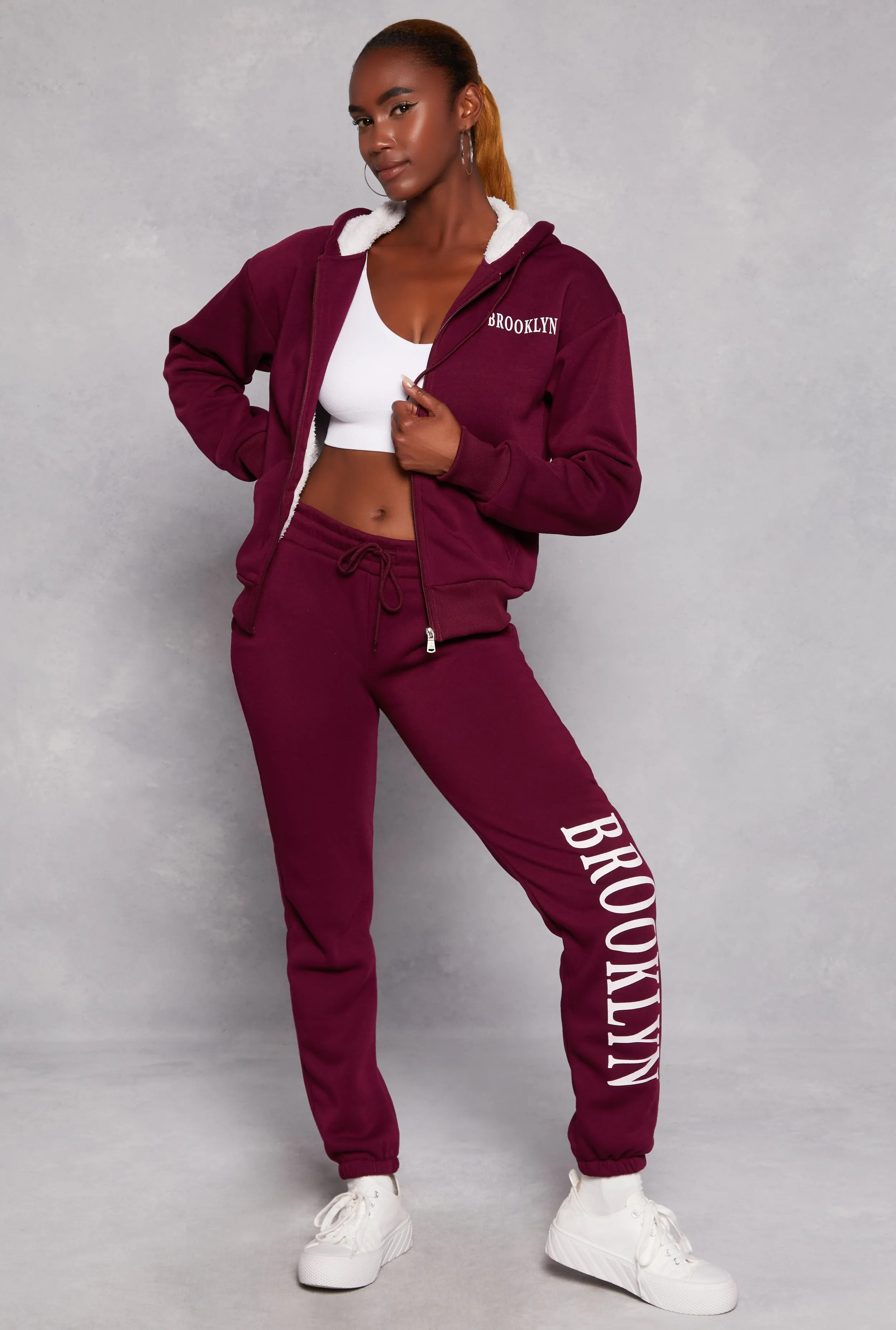 City Graphic Sherpa Lined Zip Front Hoodie sold by Rainbow product image thumbnail 2