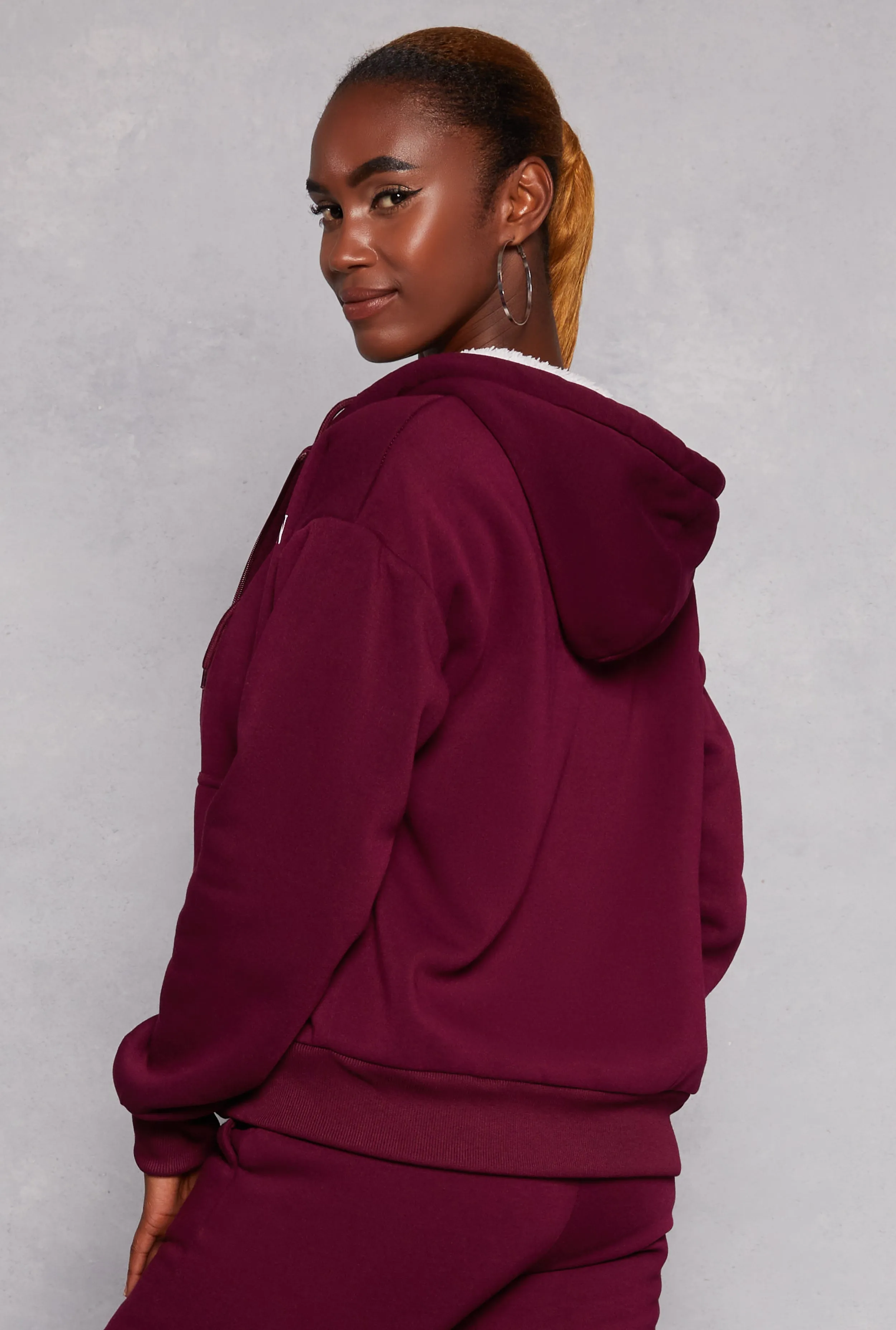 City Graphic Sherpa Lined Zip Front Hoodie sold by Rainbow product image thumbnail 3