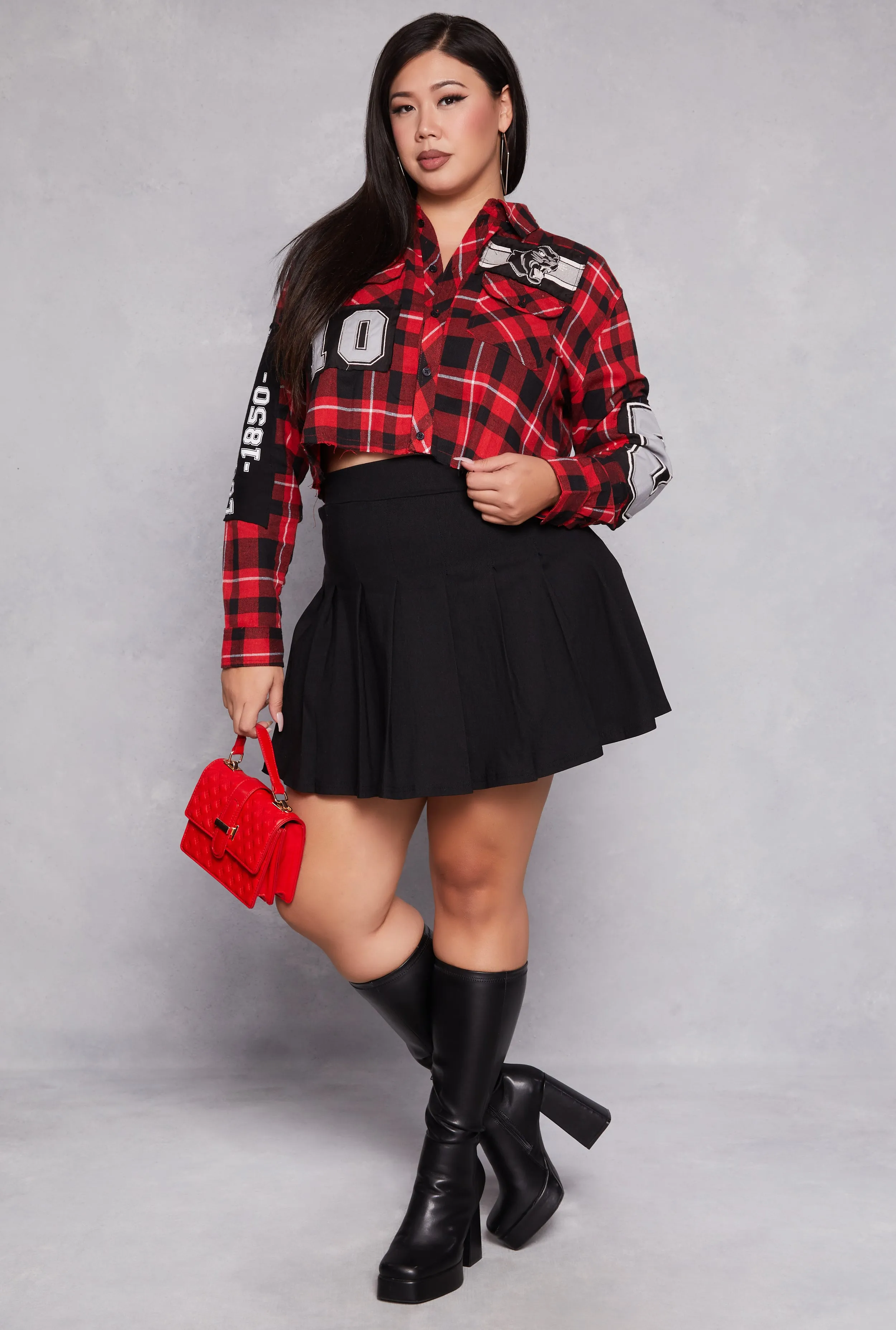 Plus Size High Waist Pleated Skirt sold by Rainbow