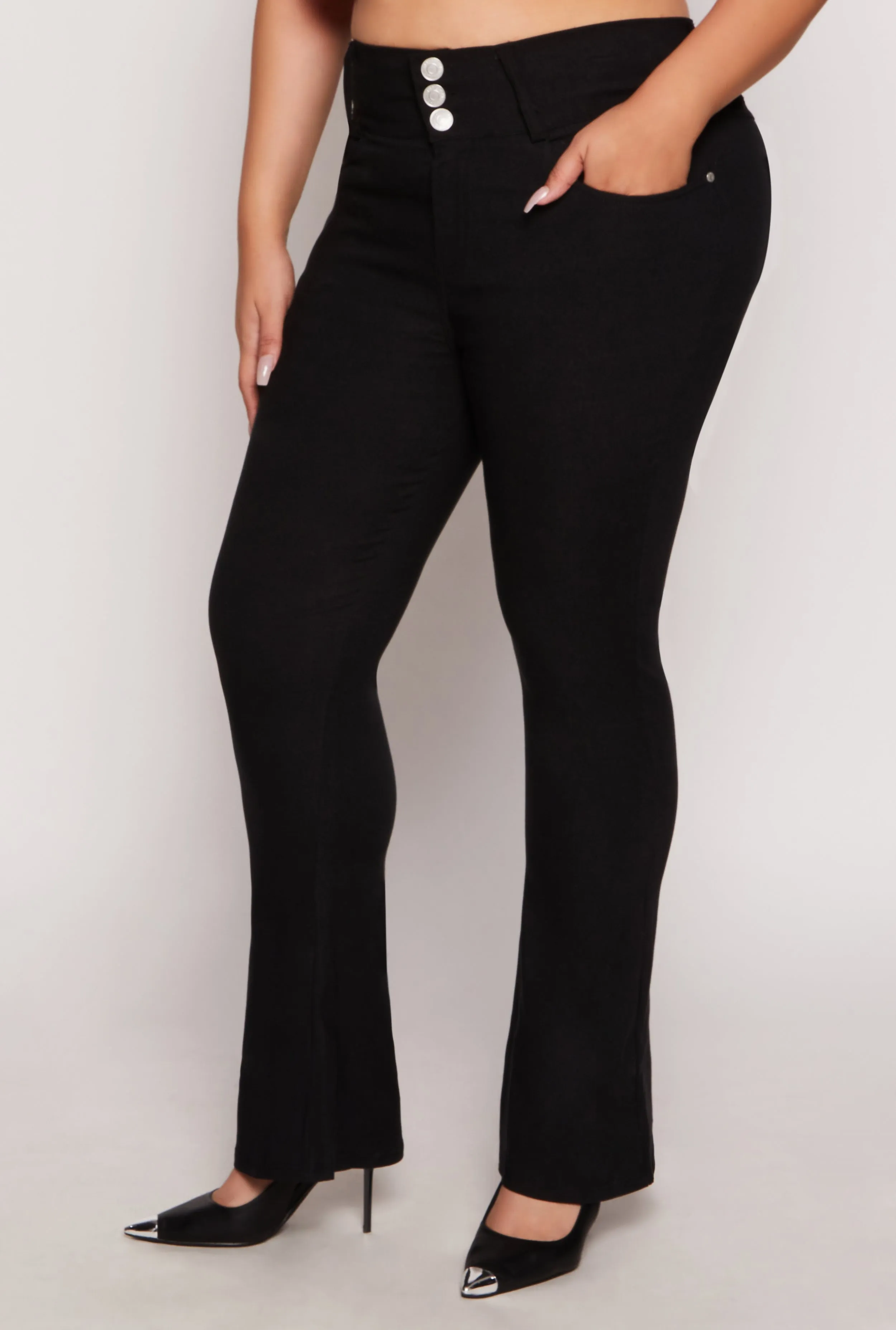 Plus Size Triple Button Boot Cut Pants sold by Rainbow product image thumbnail 2