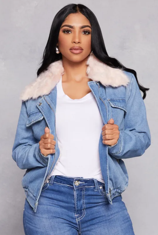 Haute Monde Sherpa Lined Denim Jacket sold by Rainbow