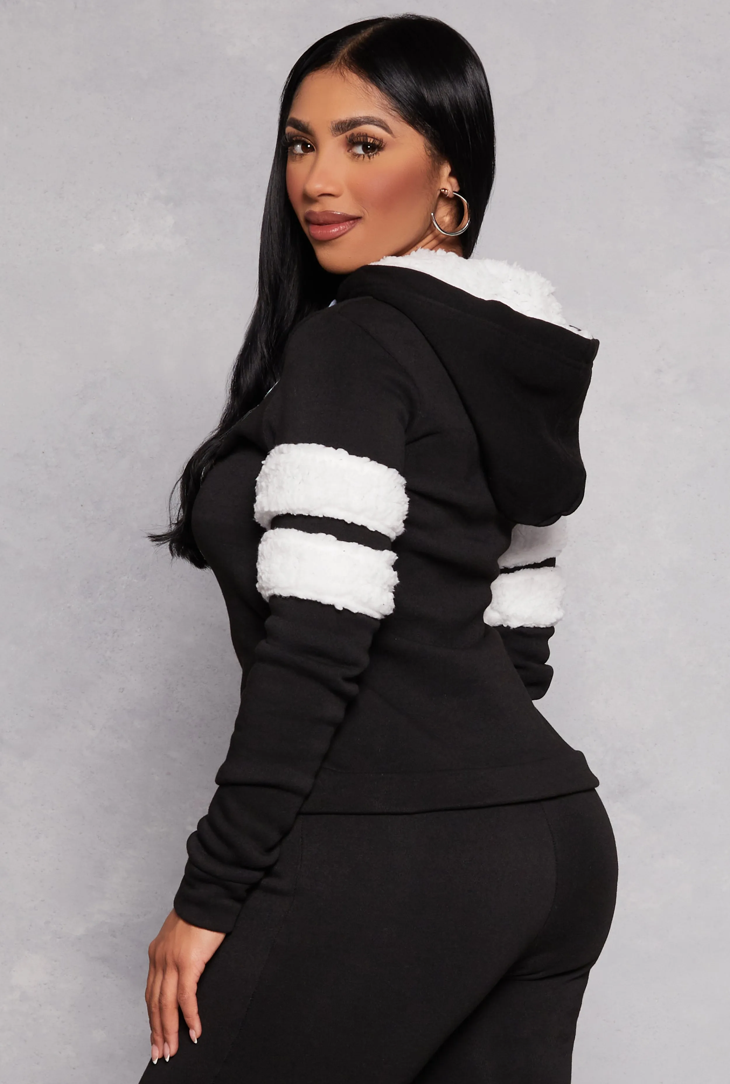 B Initial Sherpa Varsity Striped Hoodie sold by Rainbow product image thumbnail 3