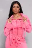 Velour Flap Pocket Cropped Zip Front Hoodie sold by Rainbow