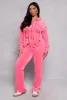 Velour Flap Pocket Cropped Zip Front Hoodie sold by Rainbow