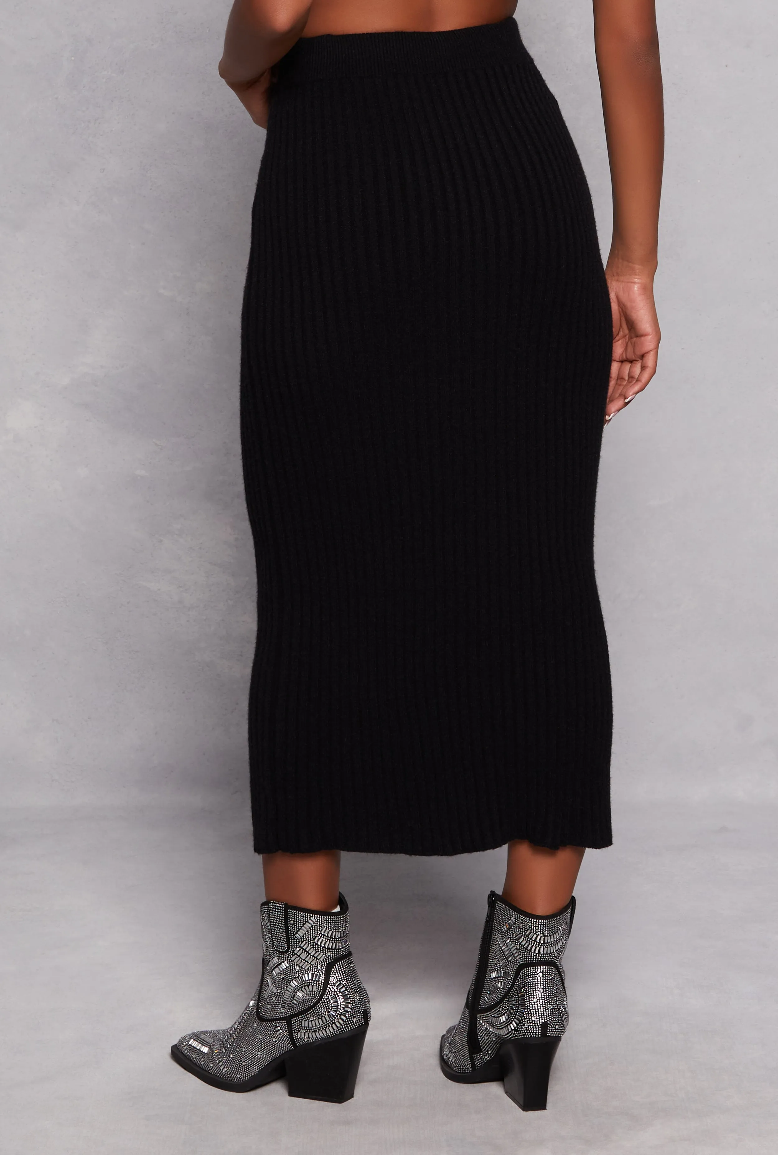 Ribbed Knit Distressed Maxi Skirt sold by Rainbow product image thumbnail 3