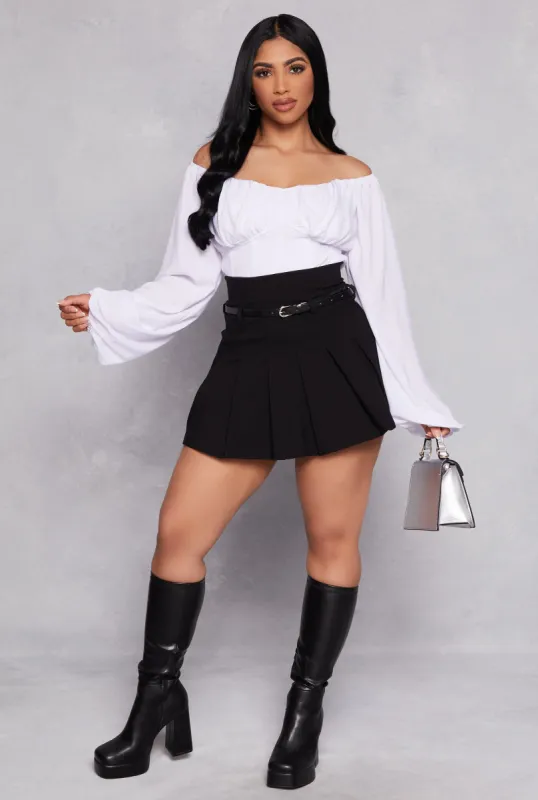 Belted High Waisted Pleated Skirt sold by Rainbow
