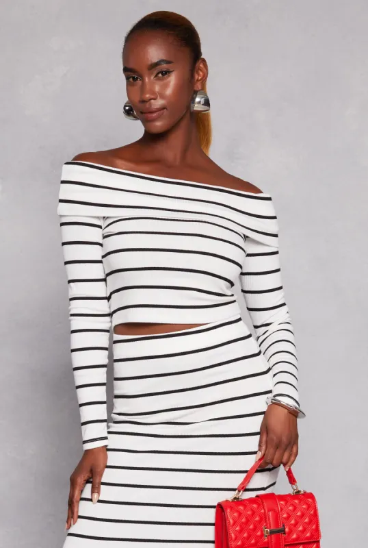Madden Girl Striped Off the Shoulder Top sold by Rainbow