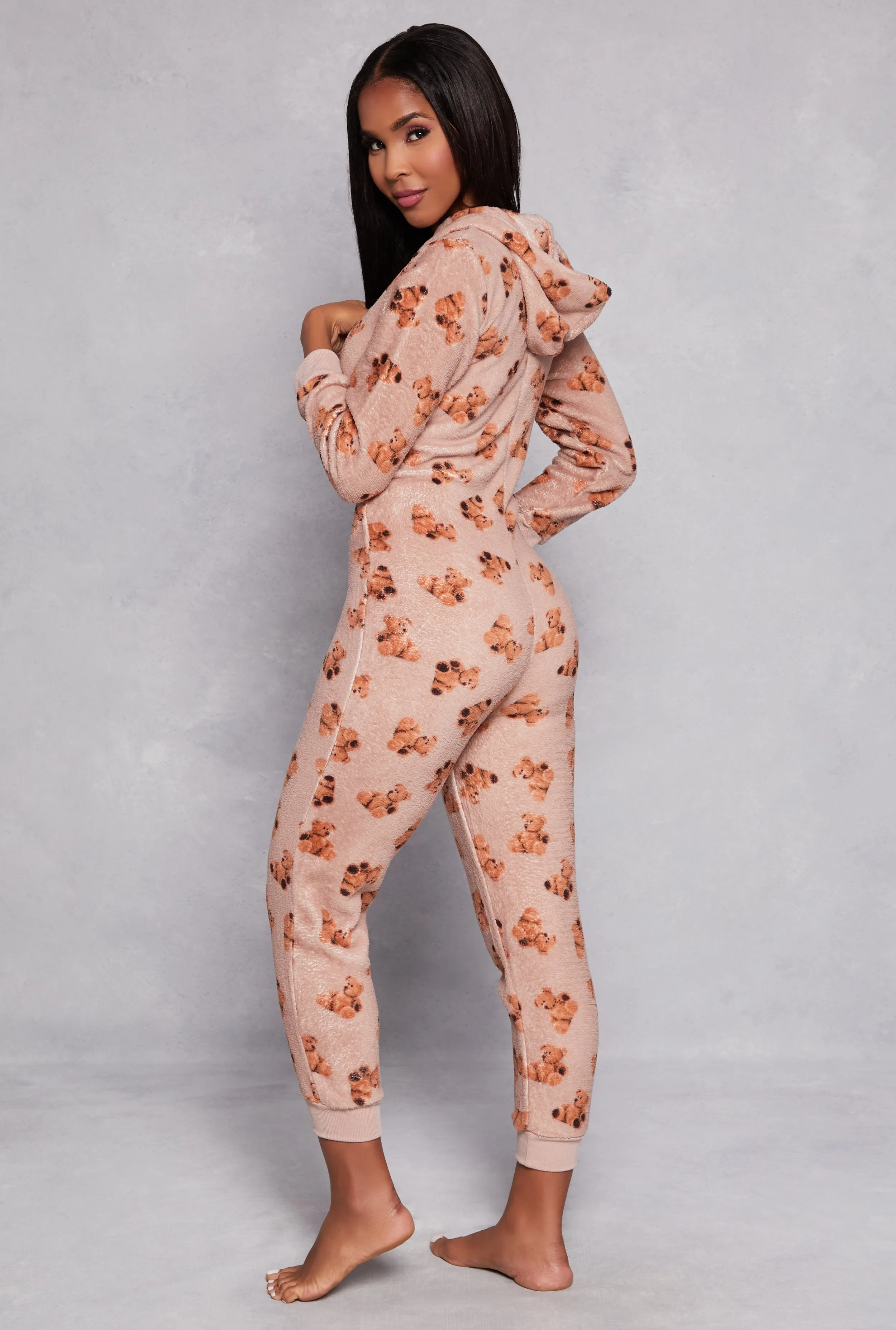 Plush Bear Graphic Hooded Pajama Onesie sold by Rainbow product image thumbnail 2