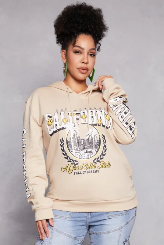 Plus Size Los Angeles California Graphic Hoodie sold by Rainbow