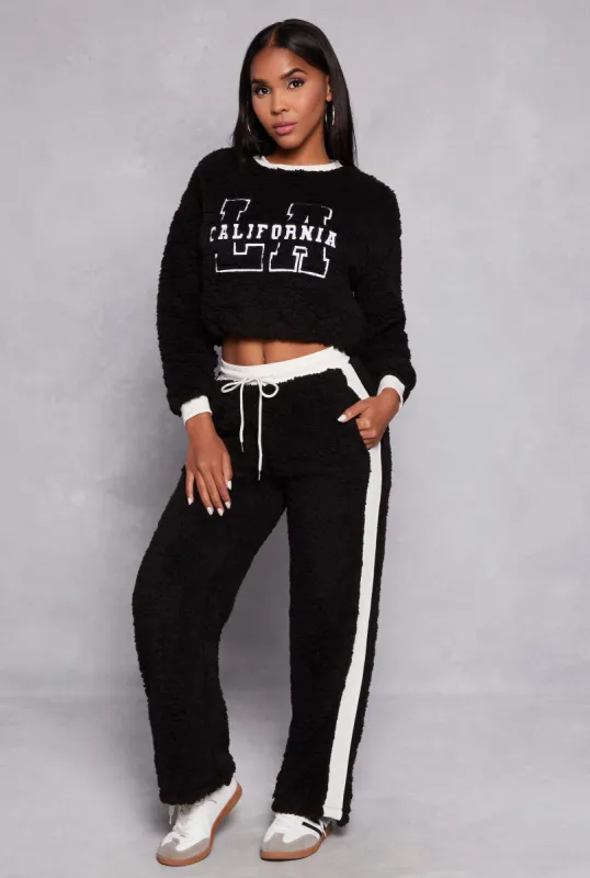 Almost Famous Side Stripe Sherpa Pants sold by Rainbow