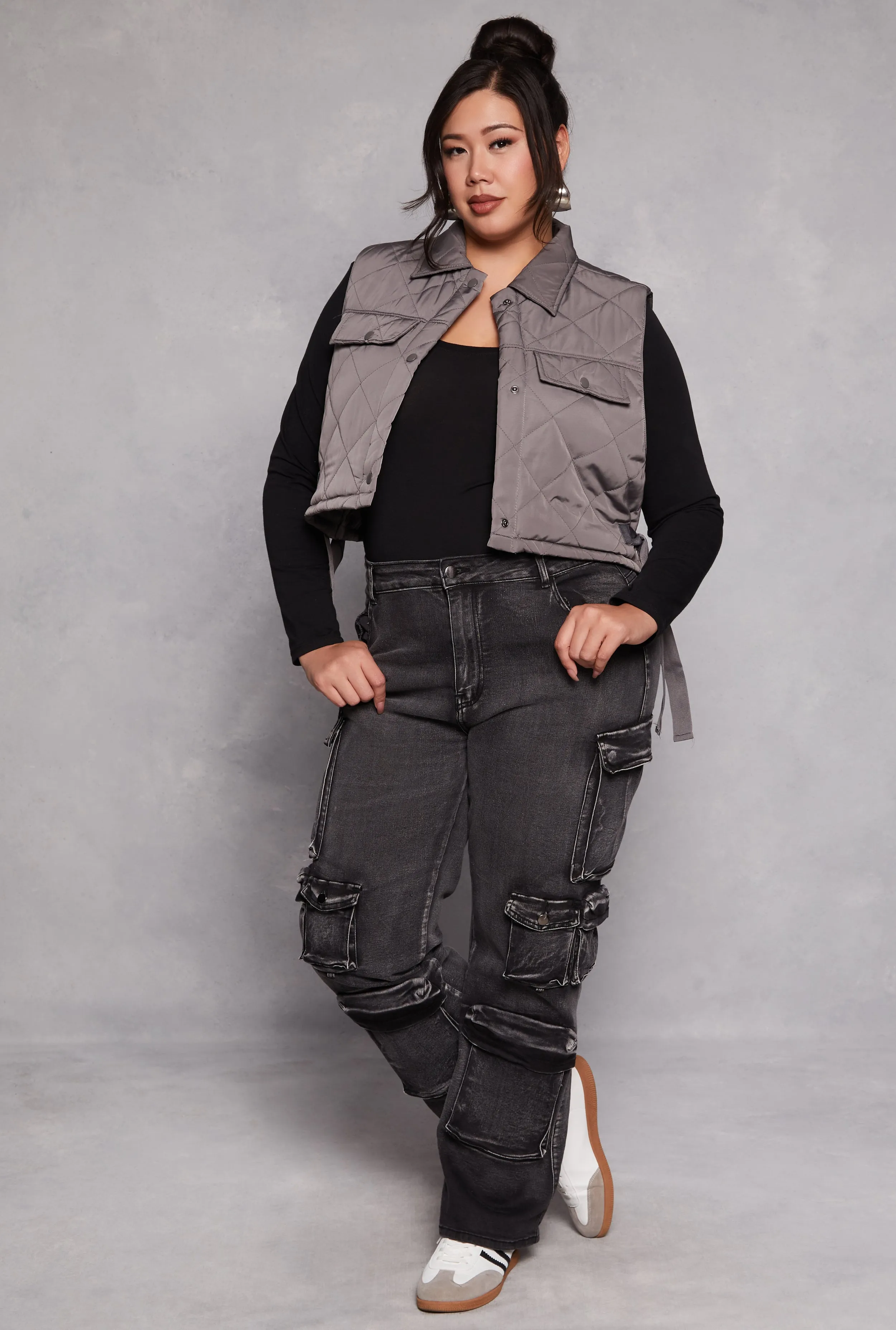 Plus Size Almost Famous Quilted Cropped Vest sold by Rainbow product image thumbnail 2