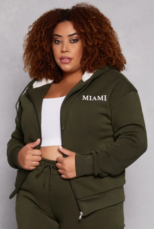 Plus Size City Graphic Zip Front Hoodie sold by Rainbow