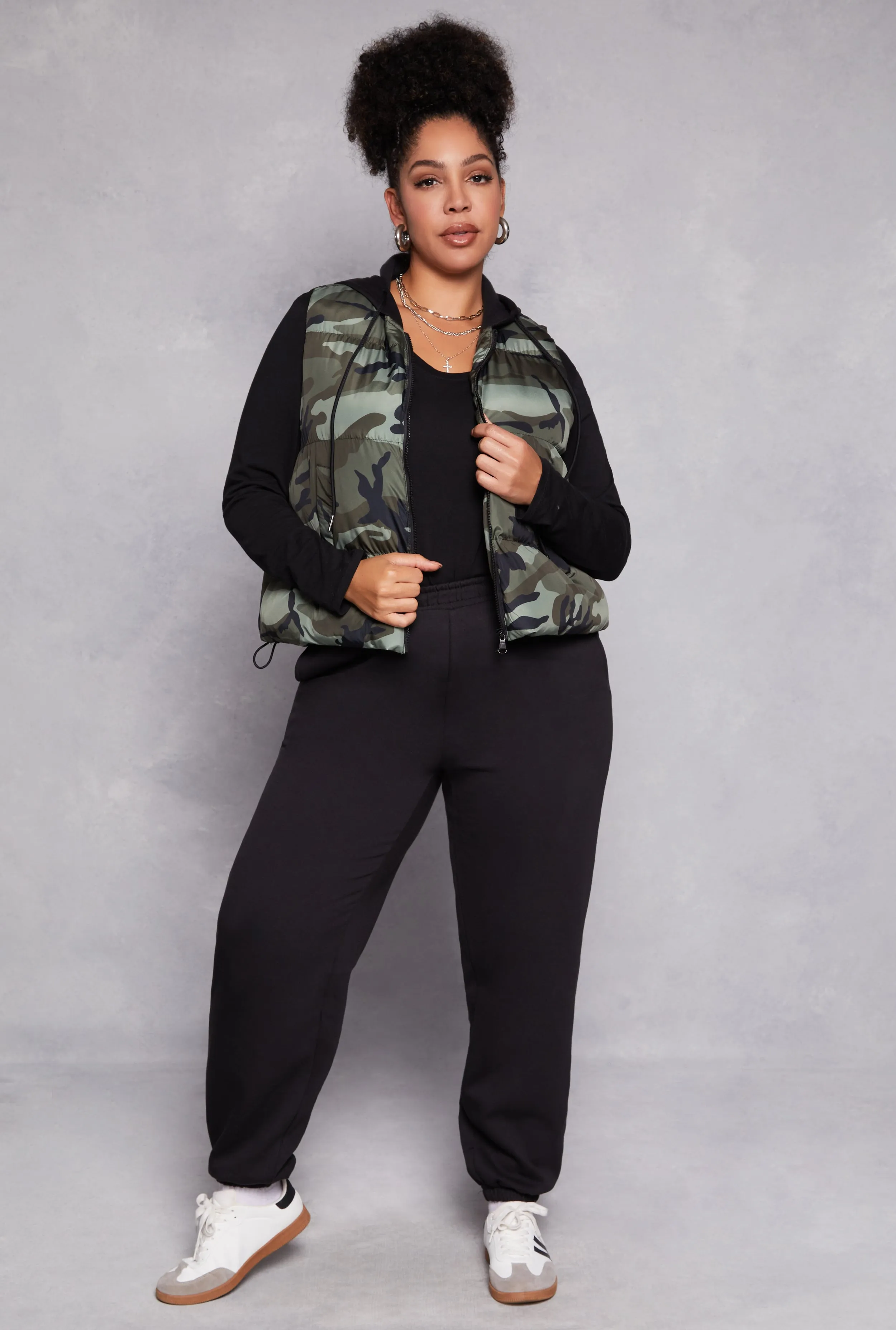 Plus Size Almost Famous Patterned Hooded Puffer Vest sold by Rainbow product image thumbnail 2