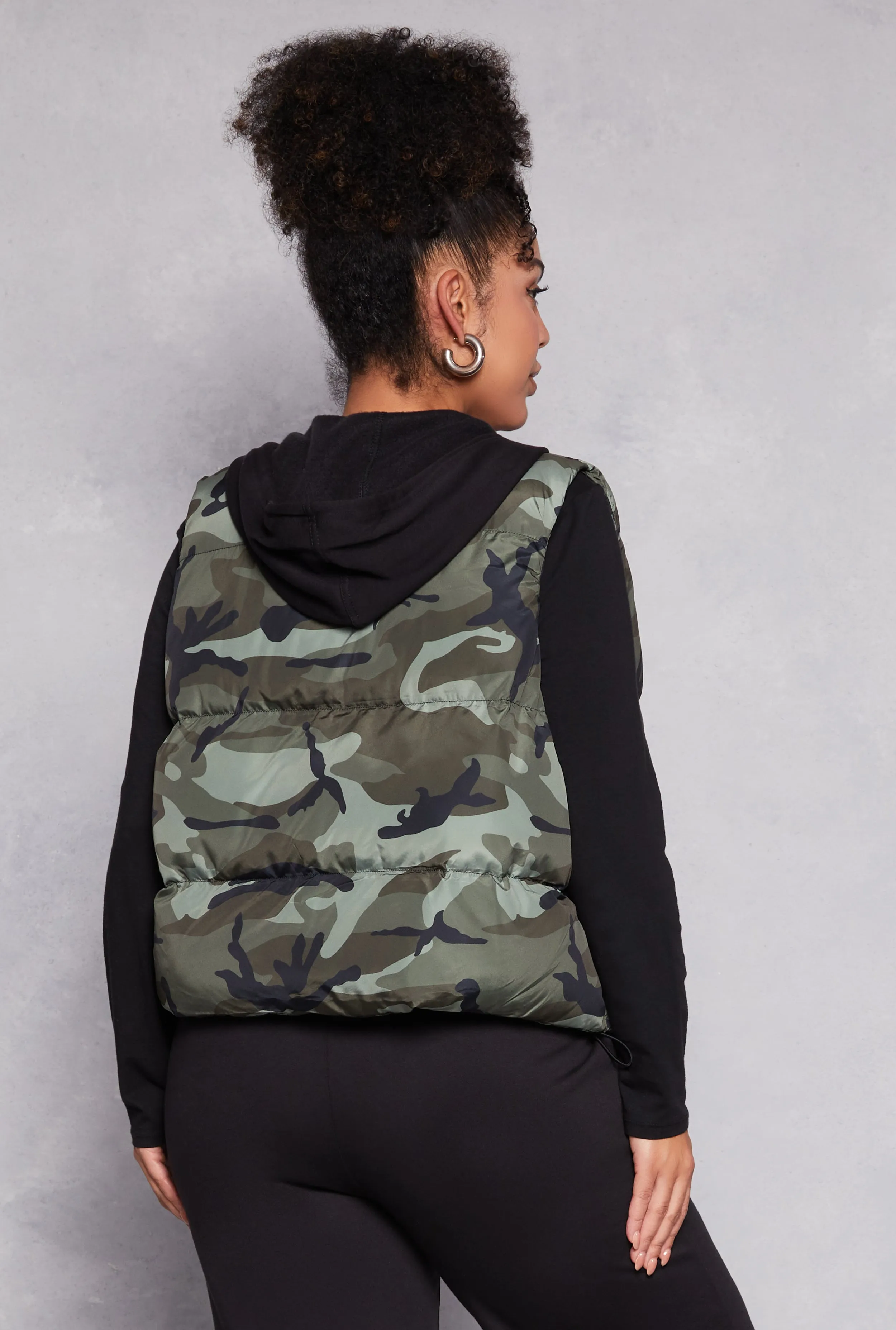 Plus Size Almost Famous Patterned Hooded Puffer Vest sold by Rainbow product image thumbnail 3