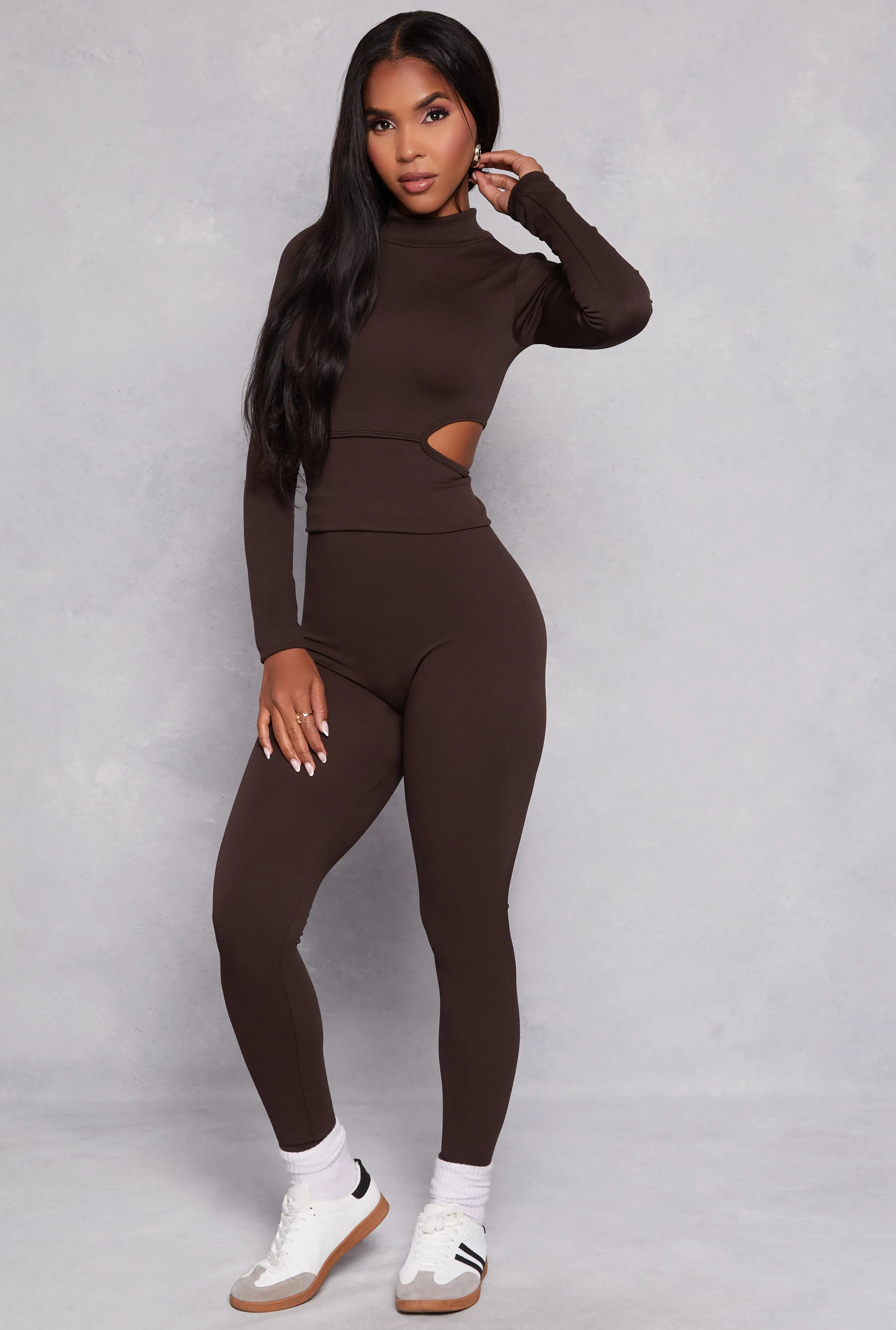 Ribbed Knit Cut Out Detail Top and Leggings sold by Rainbow