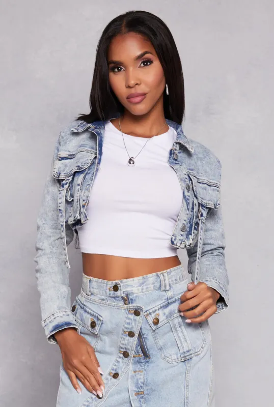 Daisy Acid Wash Cropped Jean Jacket sold by Rainbow